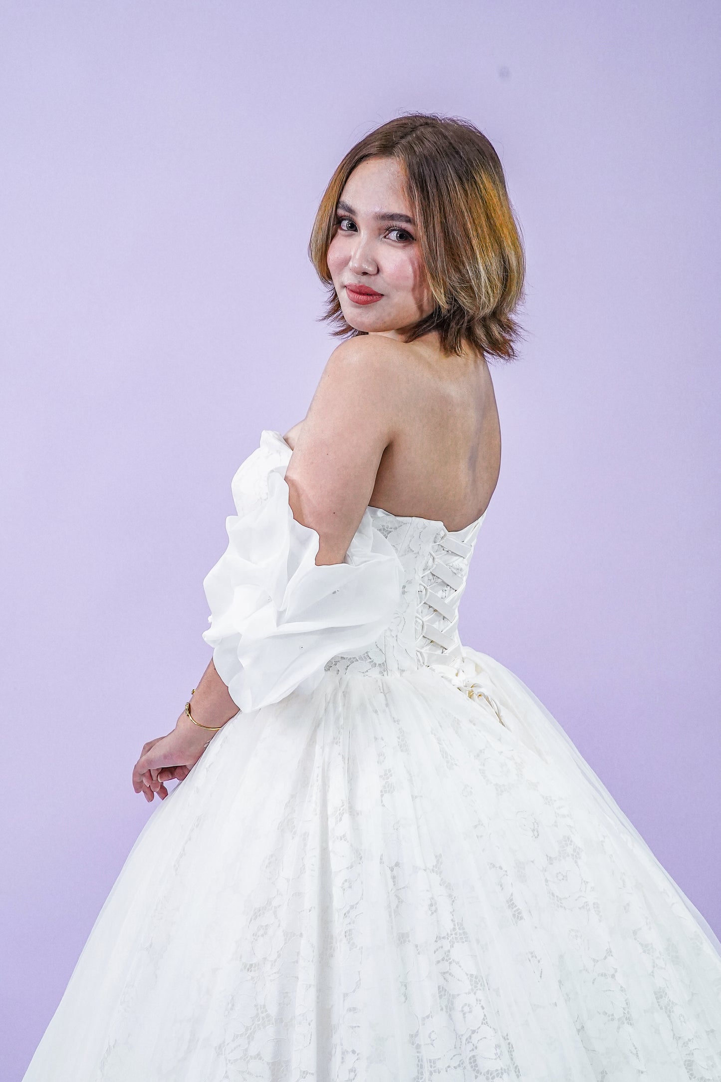 Lace Off-Shoulder Floral Wedding Bridal Gown