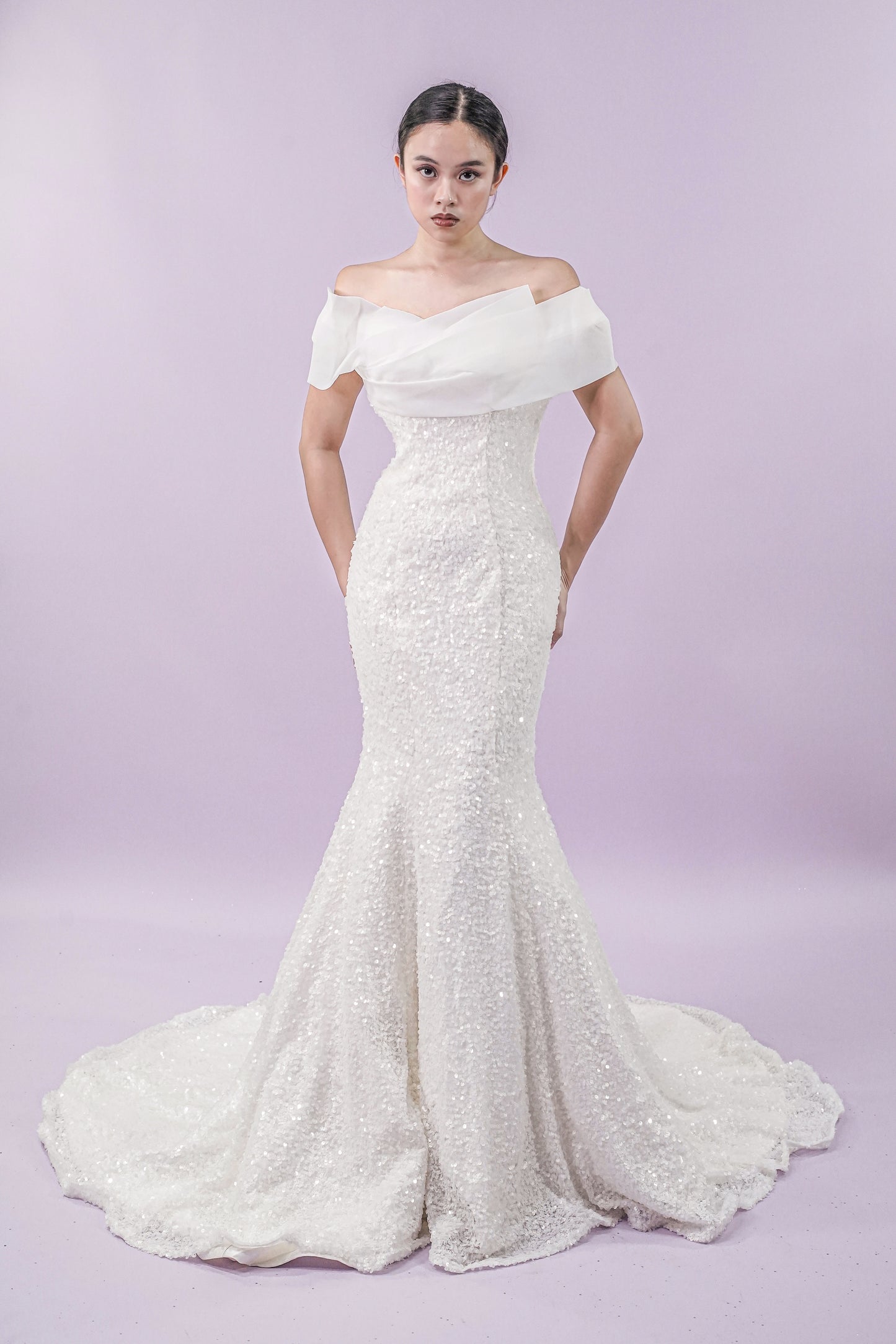 Off-Shoulder Mermaid Fishtail Long Bridal Wedding Gown
