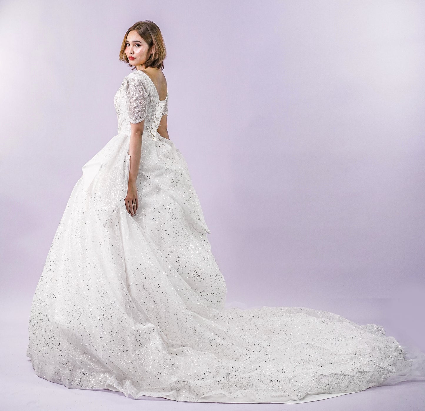 Filipiniana Short Sleeve Royal Tule Wedding Bridal Gown