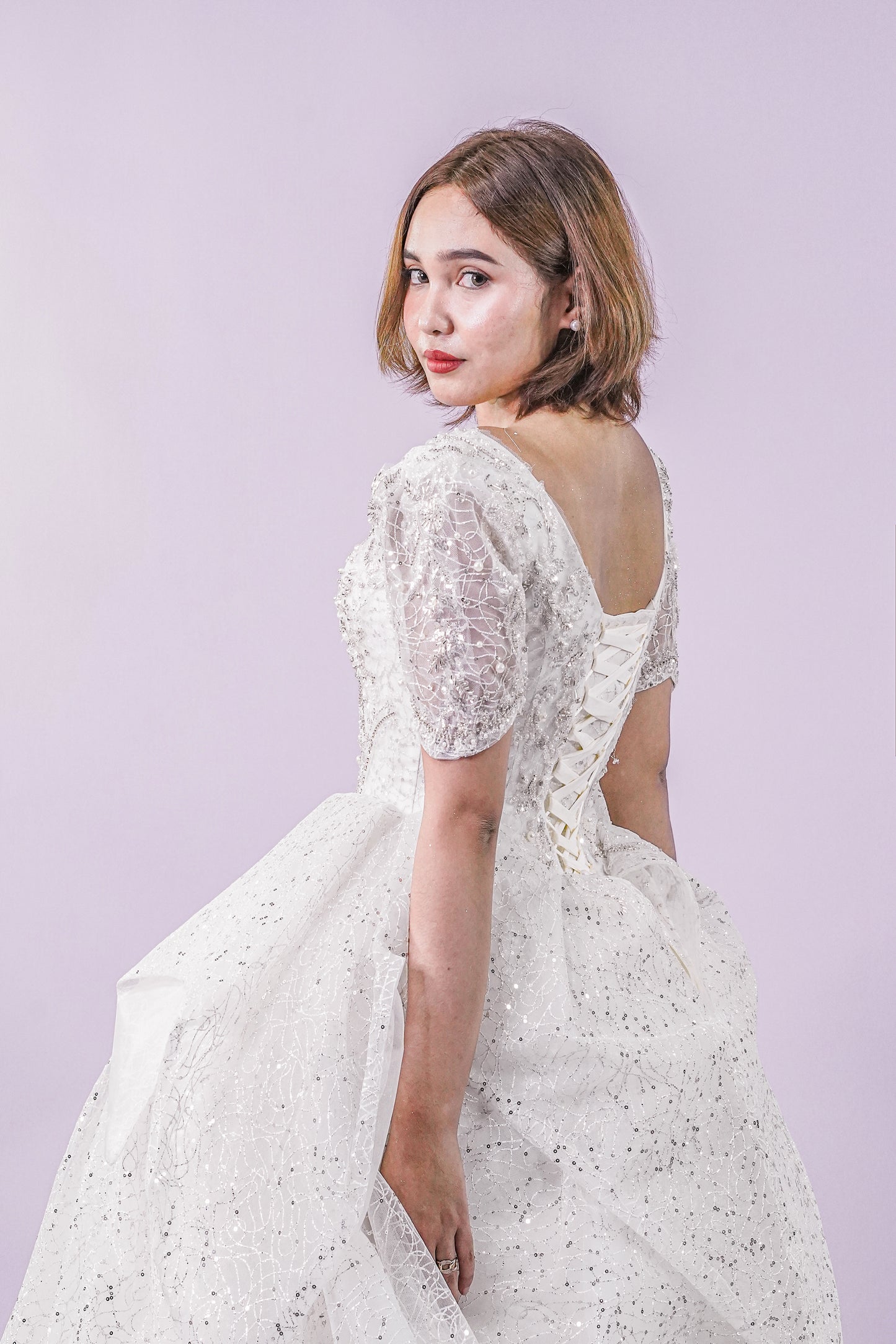 Filipiniana Short Sleeve Royal Tule Wedding Bridal Gown