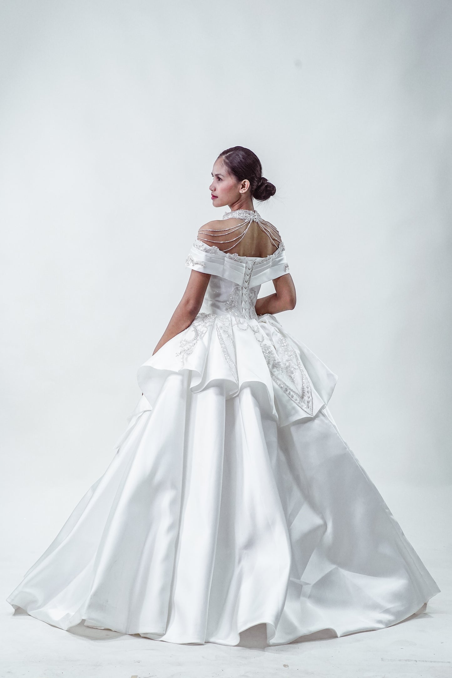 Regal Off Shoulder Wedding Gown