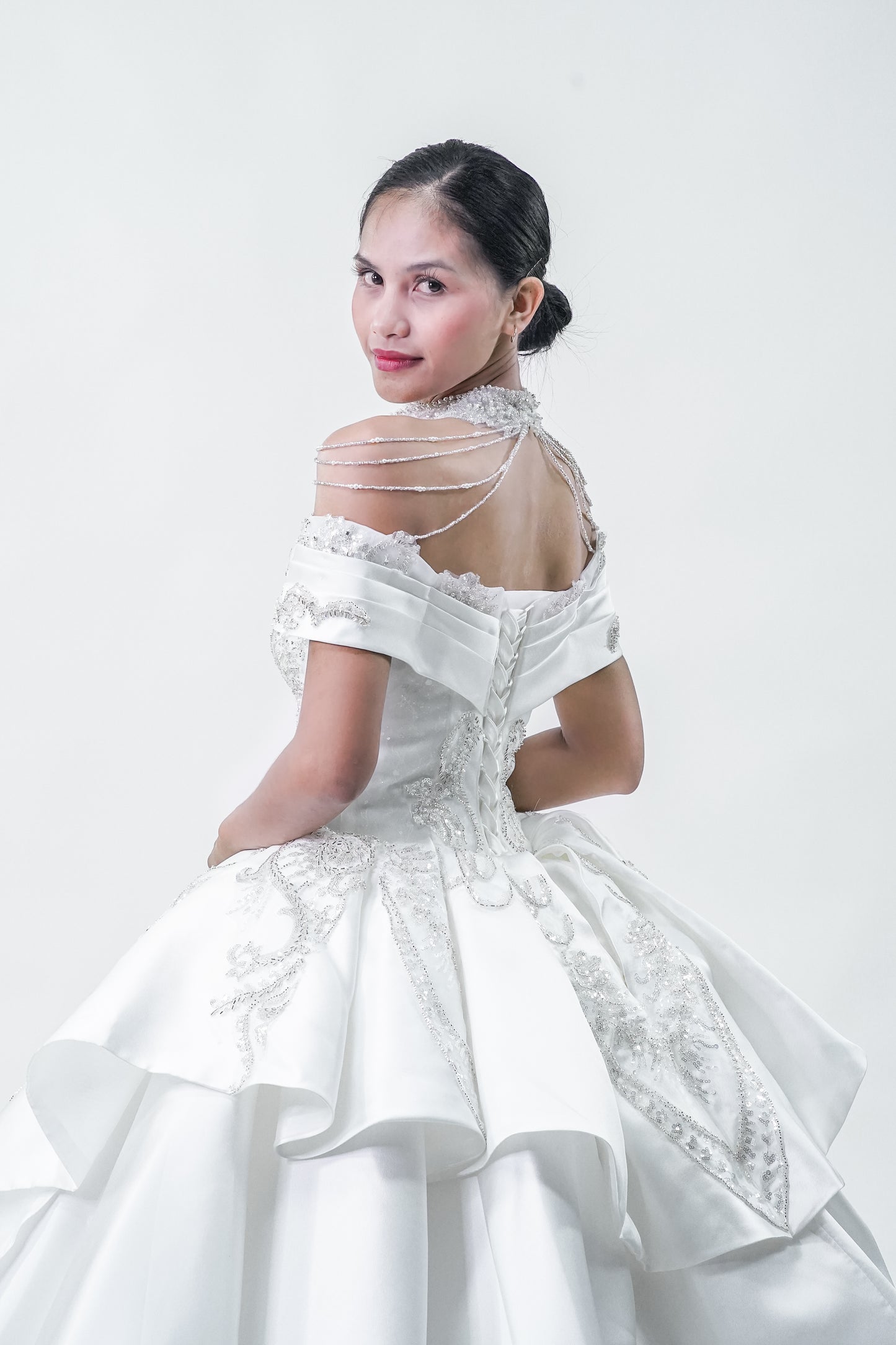 Regal Off Shoulder Wedding Gown
