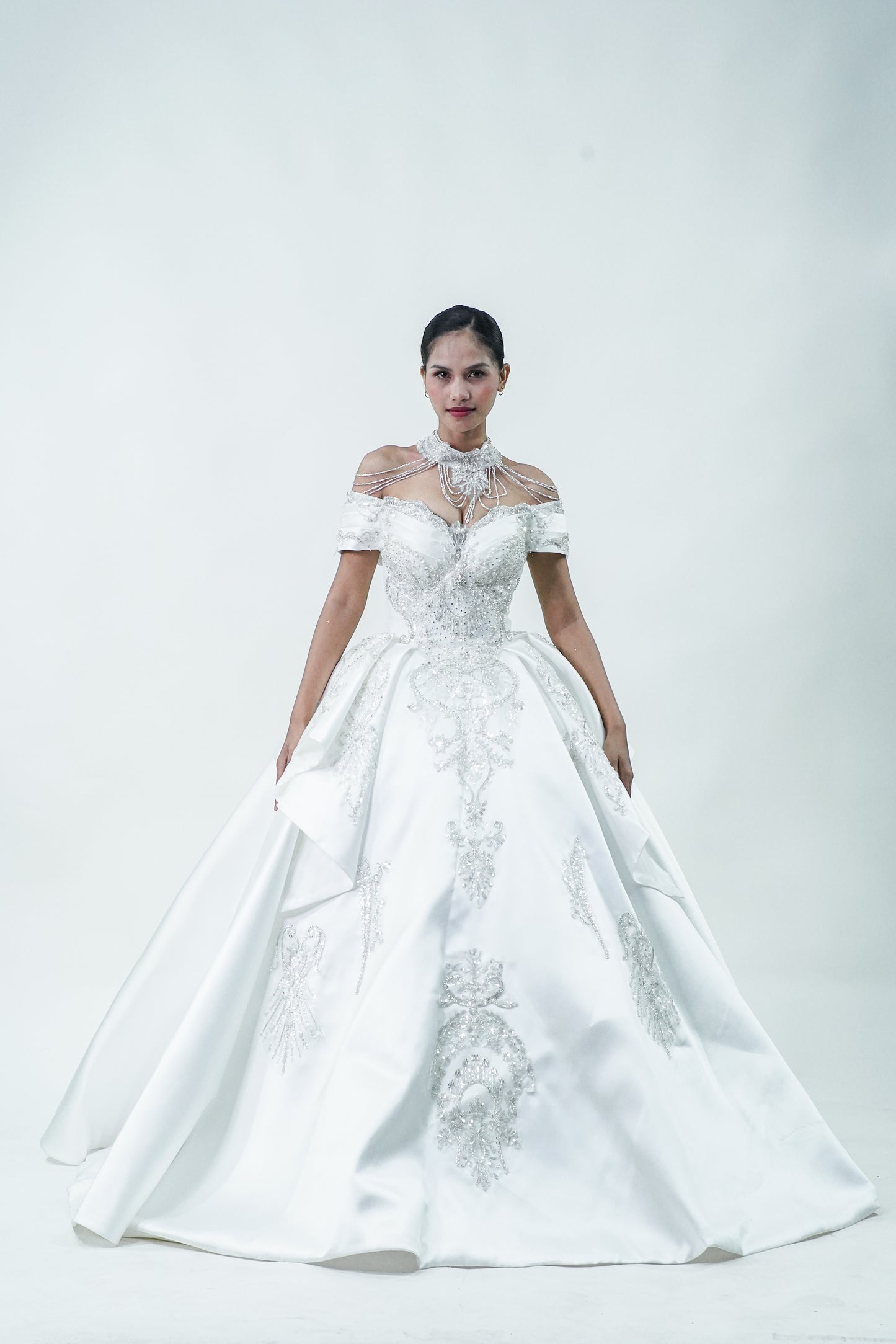 Regal Off Shoulder Wedding Gown