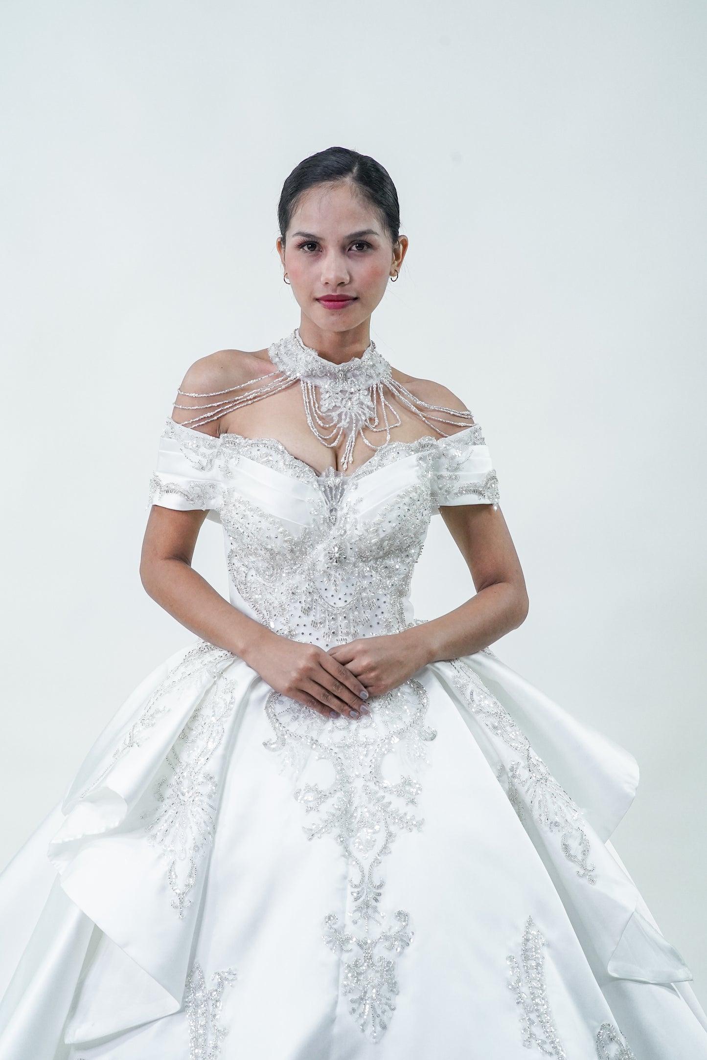 Regal Off Shoulder Wedding Gown