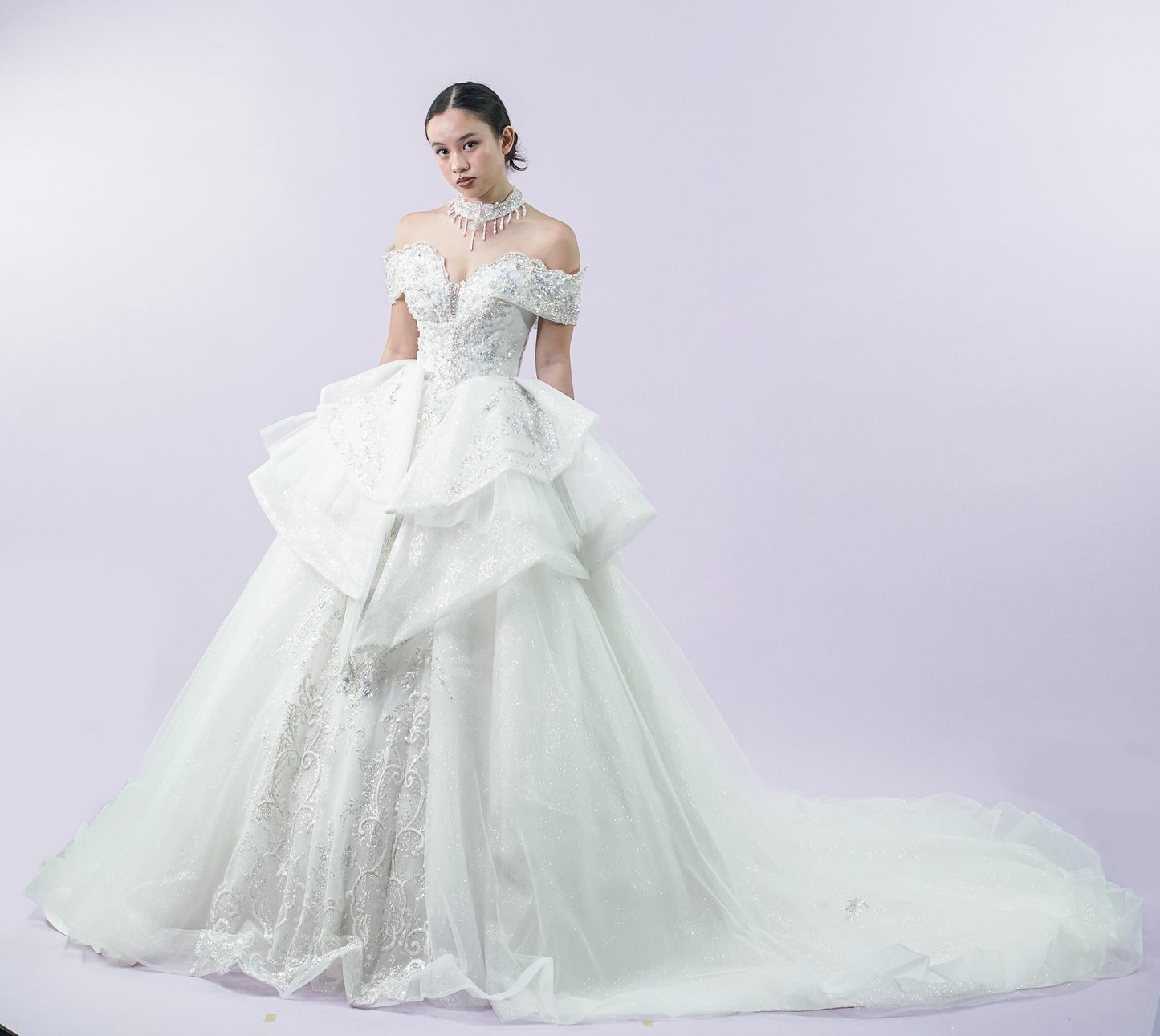 Off-Shoulder Regal Long Back Bridal Wedding Gown