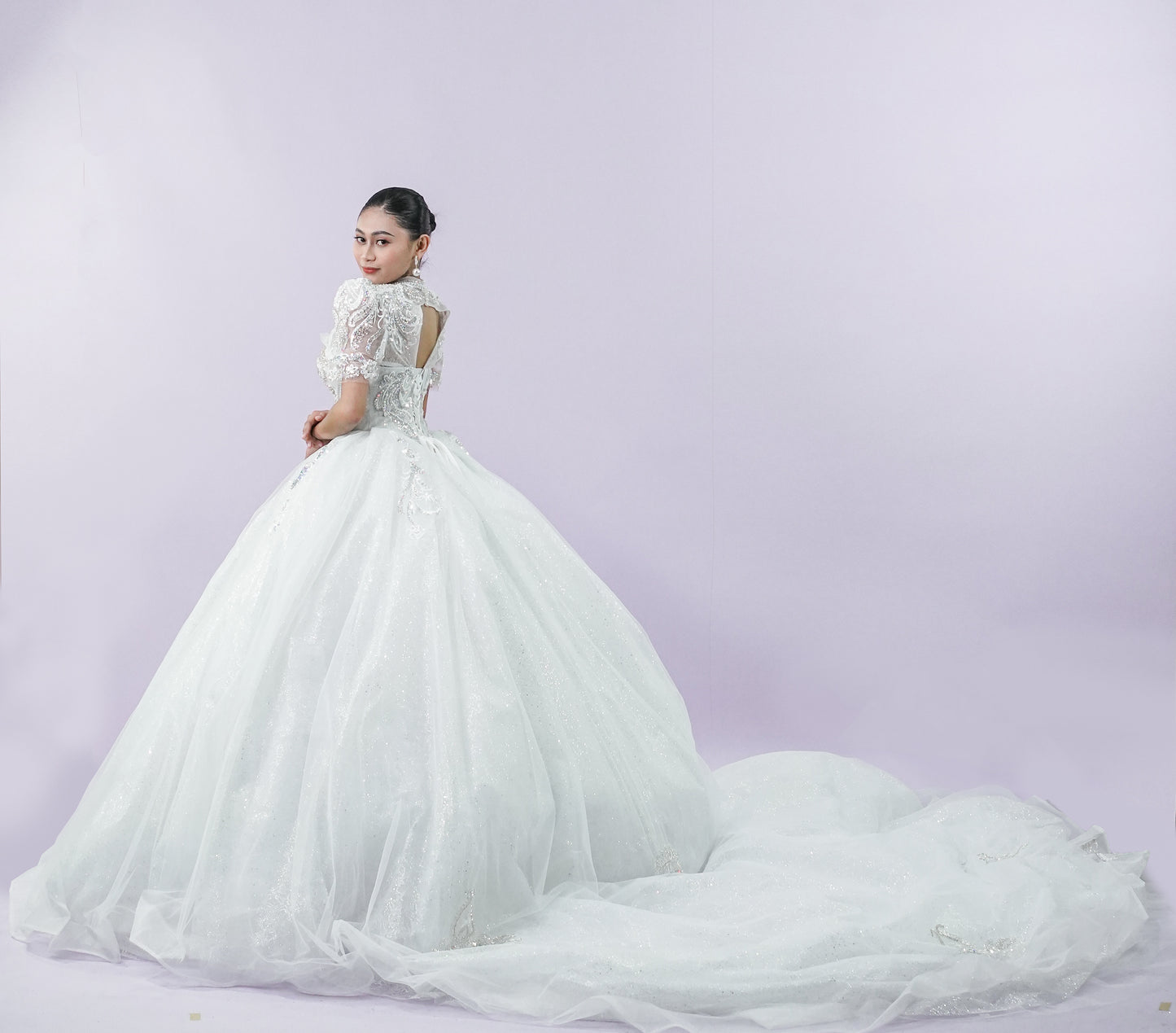 Filipiniana Short Sleeve Intricate Bridal Wedding Gown