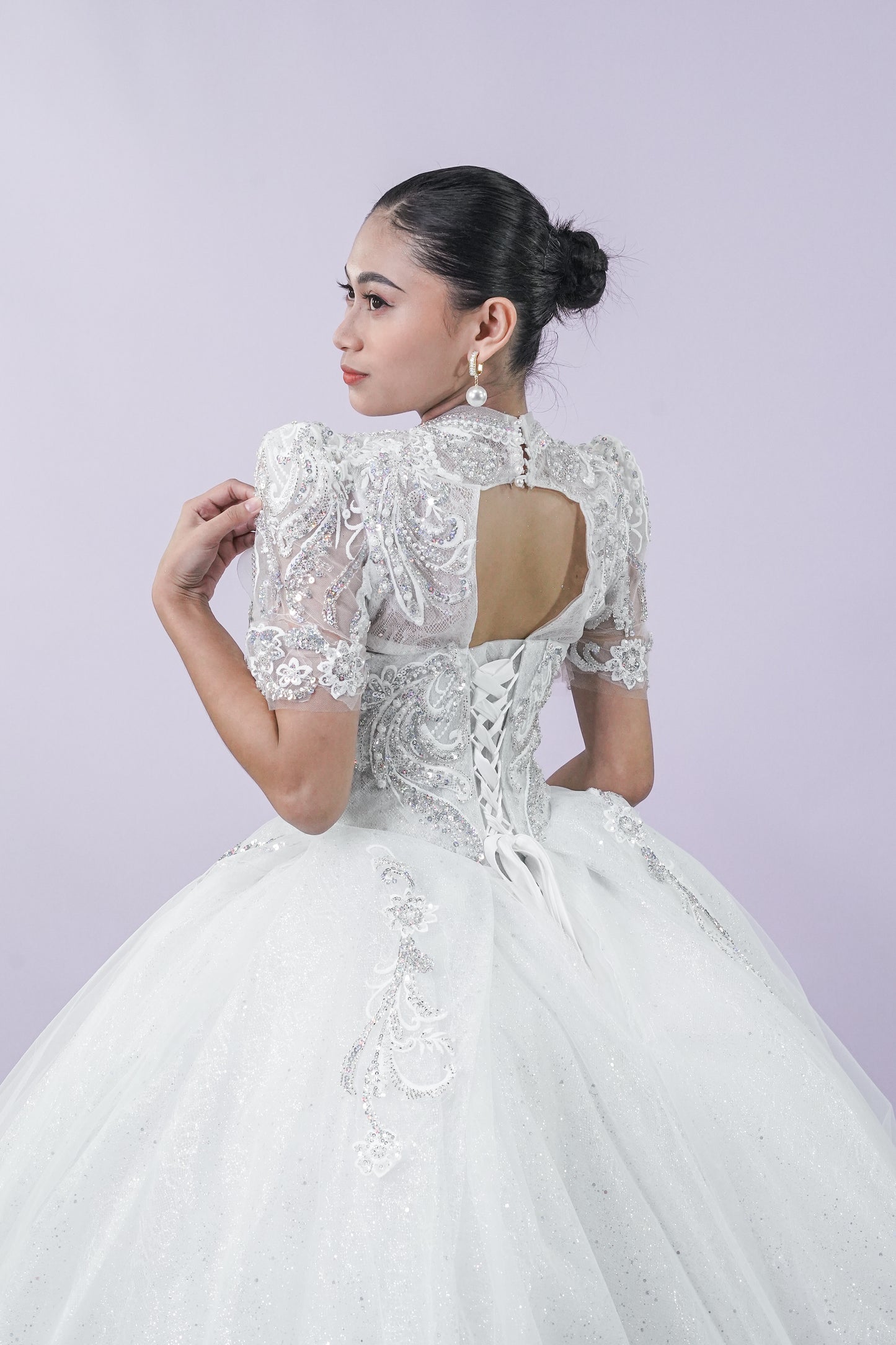 Filipiniana Short Sleeve Intricate Bridal Wedding Gown