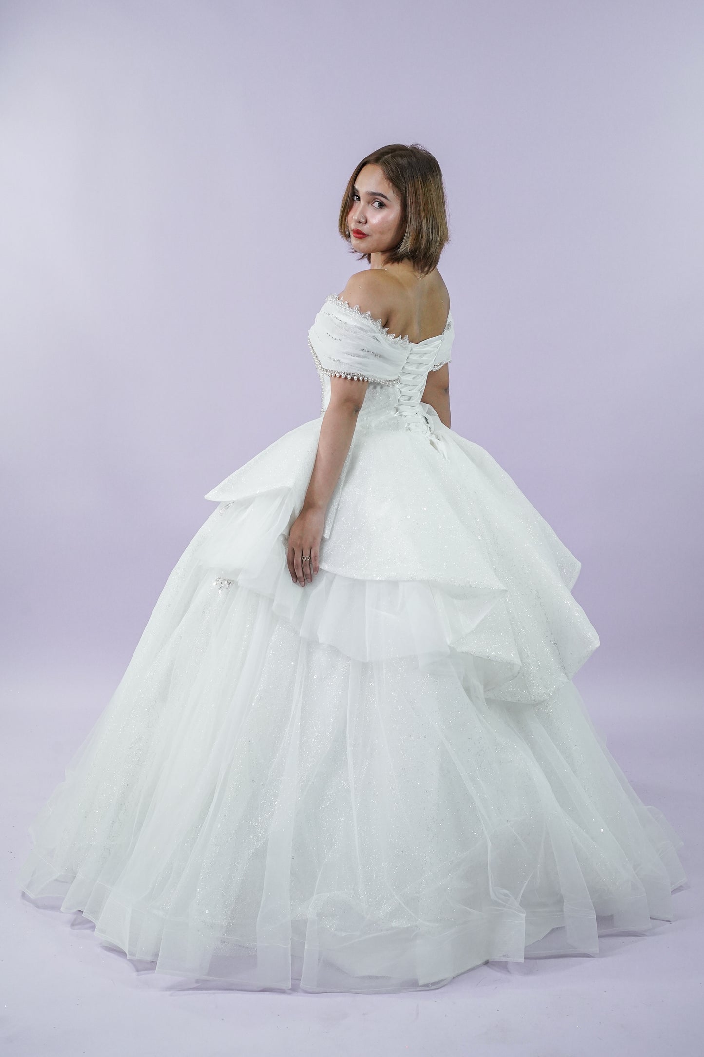 Off-Shoulder Royal Bridal Wedding Gown