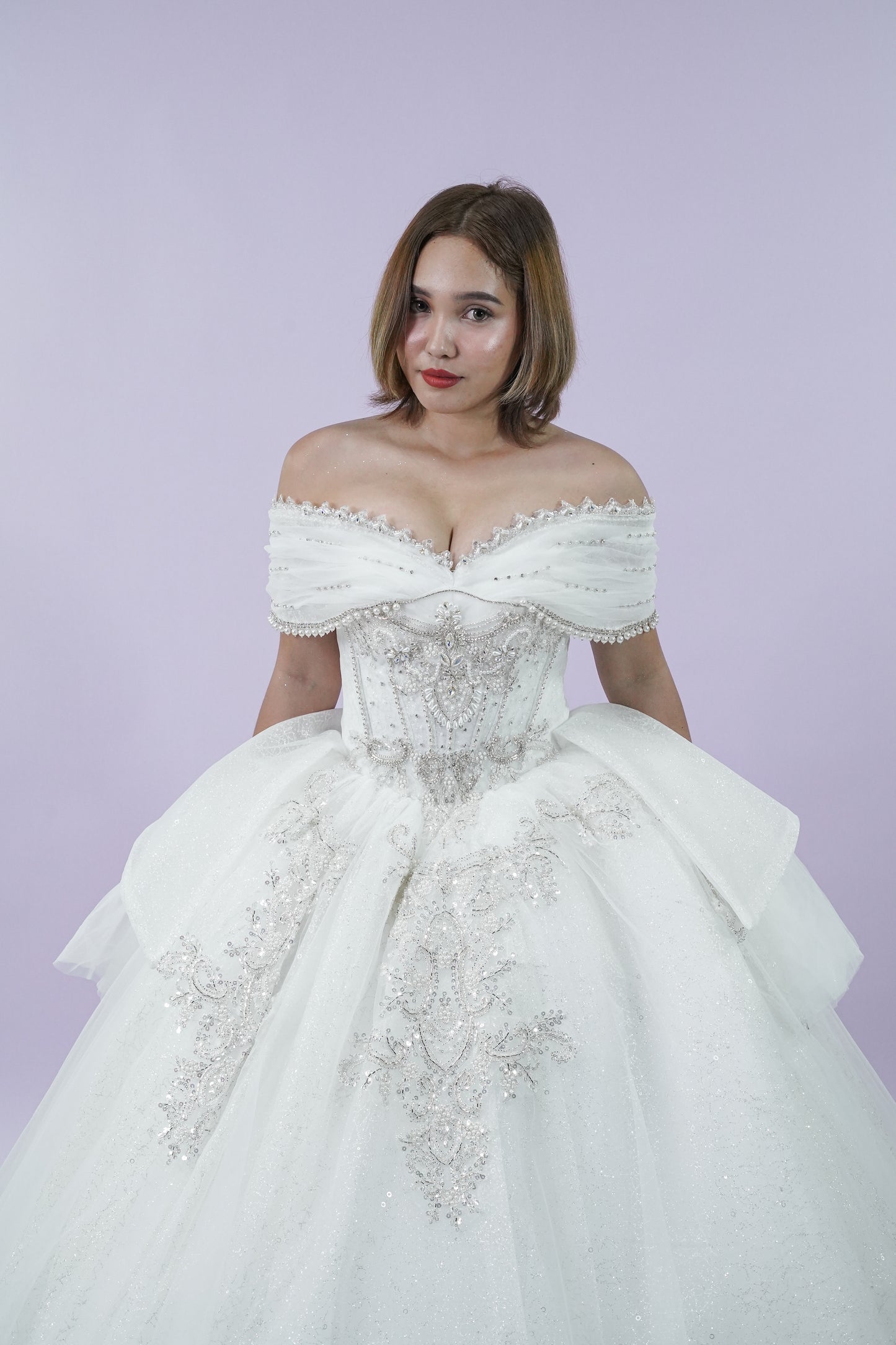 Off-Shoulder Royal Bridal Wedding Gown