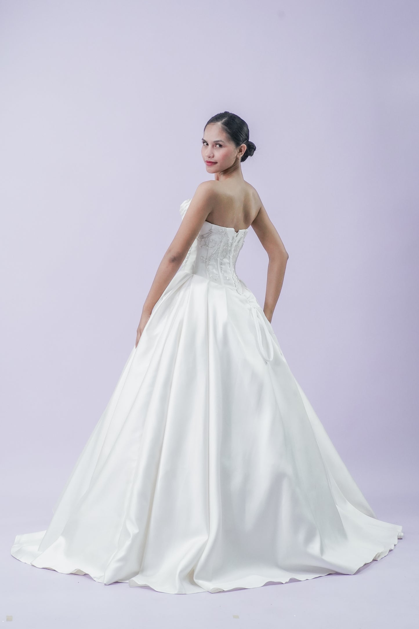 Floral Intricate Tube Top Wedding Bridal Gown