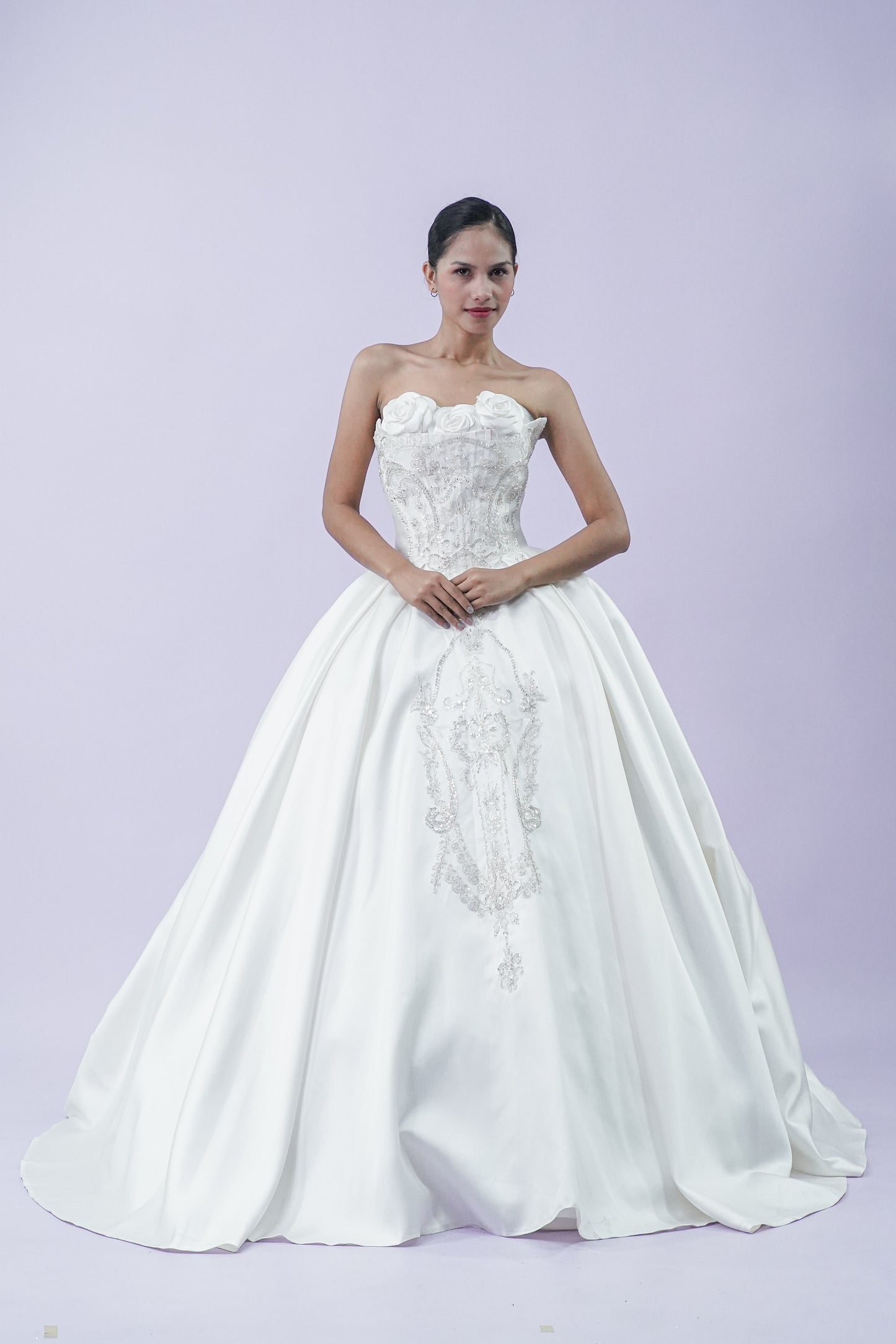 Floral Intricate Tube Top Wedding Bridal Gown