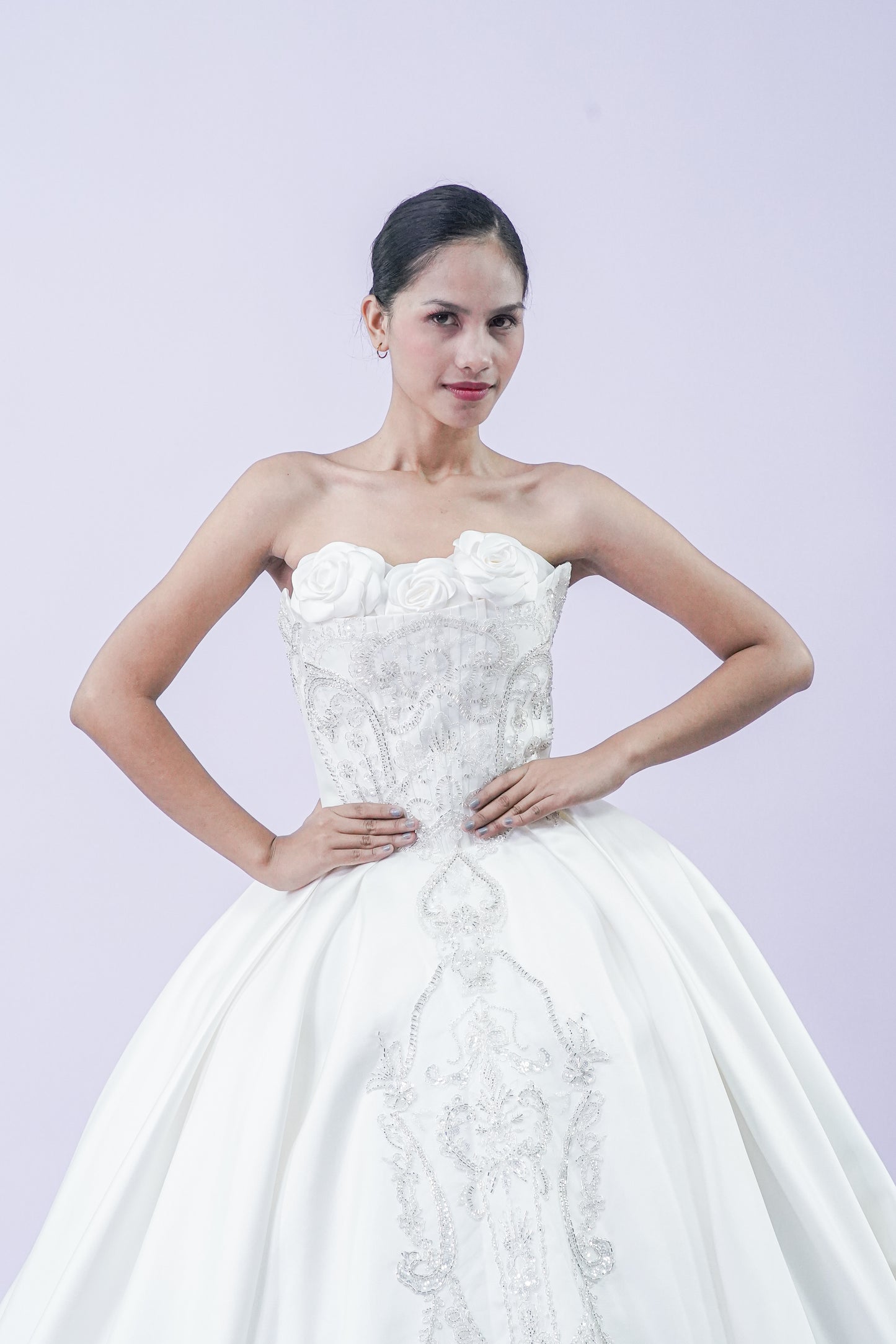 Floral Intricate Tube Top Wedding Bridal Gown
