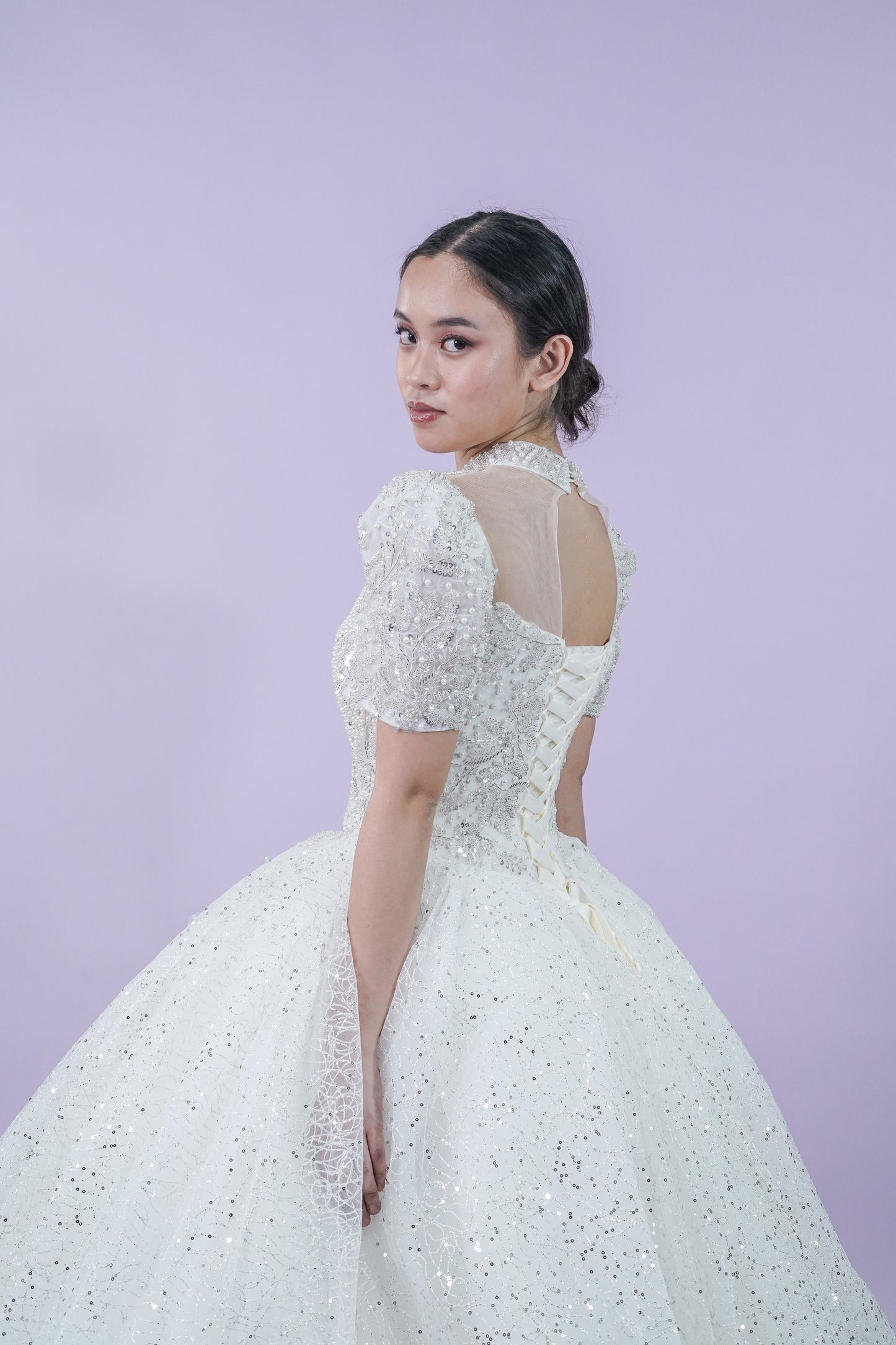 Short Sleeve Filipiniana Wedding Bridal Gown