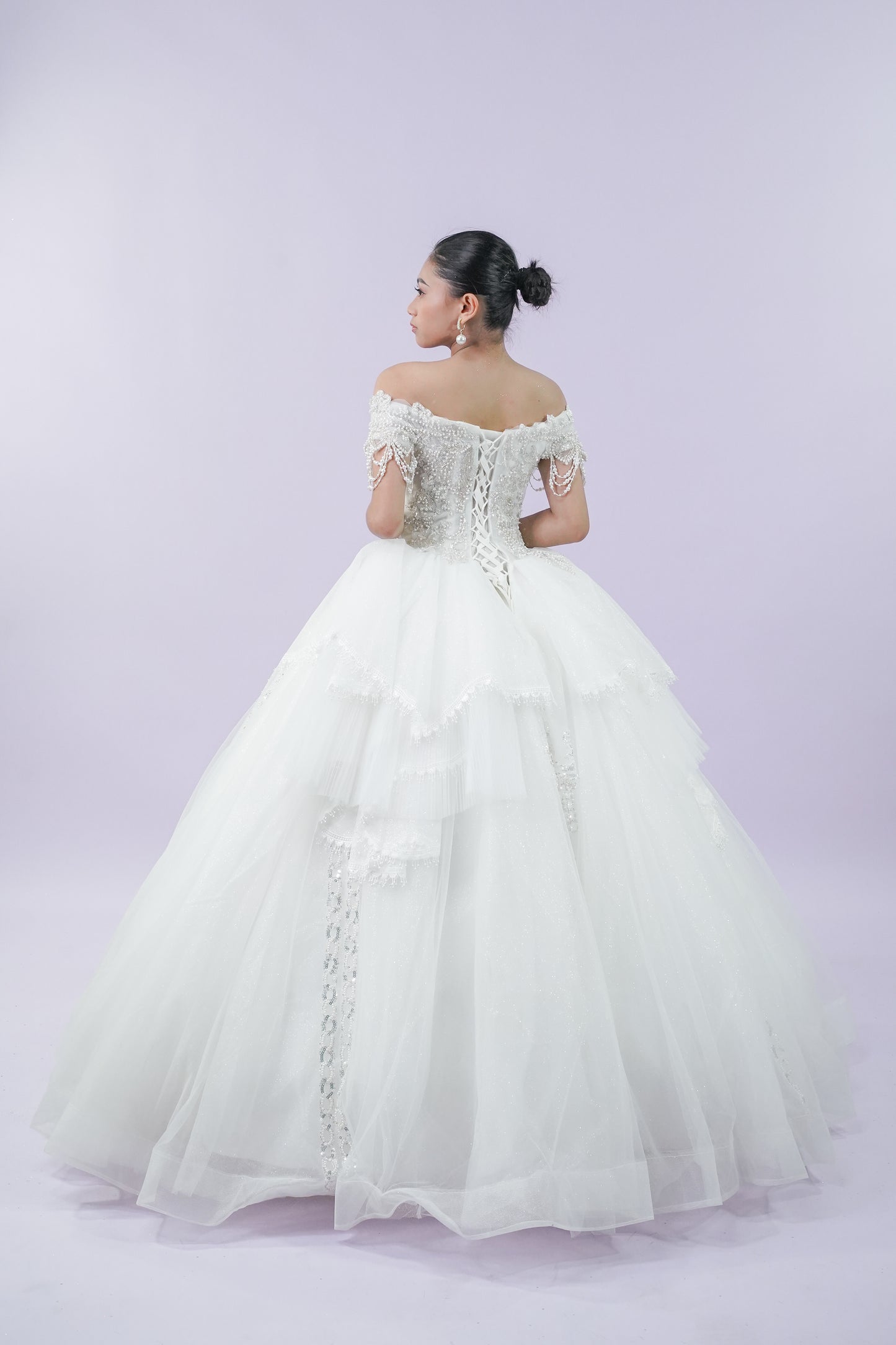 Off-Shoulder Regal Wedding Bridal Gown