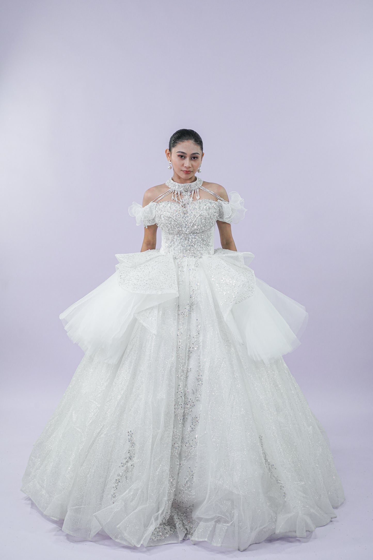 Off-Shoulder Intricate Royal Bridal Wedding Gown