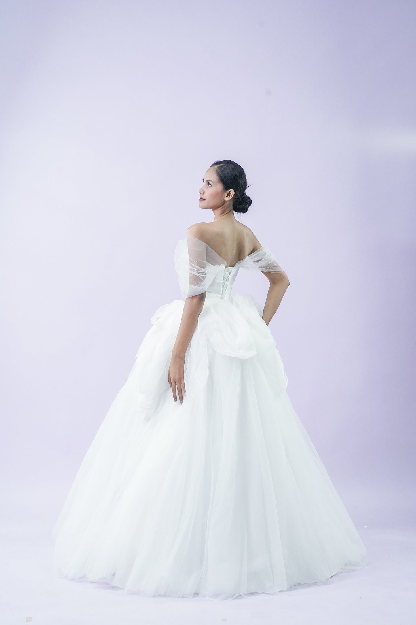 Off-Shoulder Fairy Tule Wedding Bridal Gown
