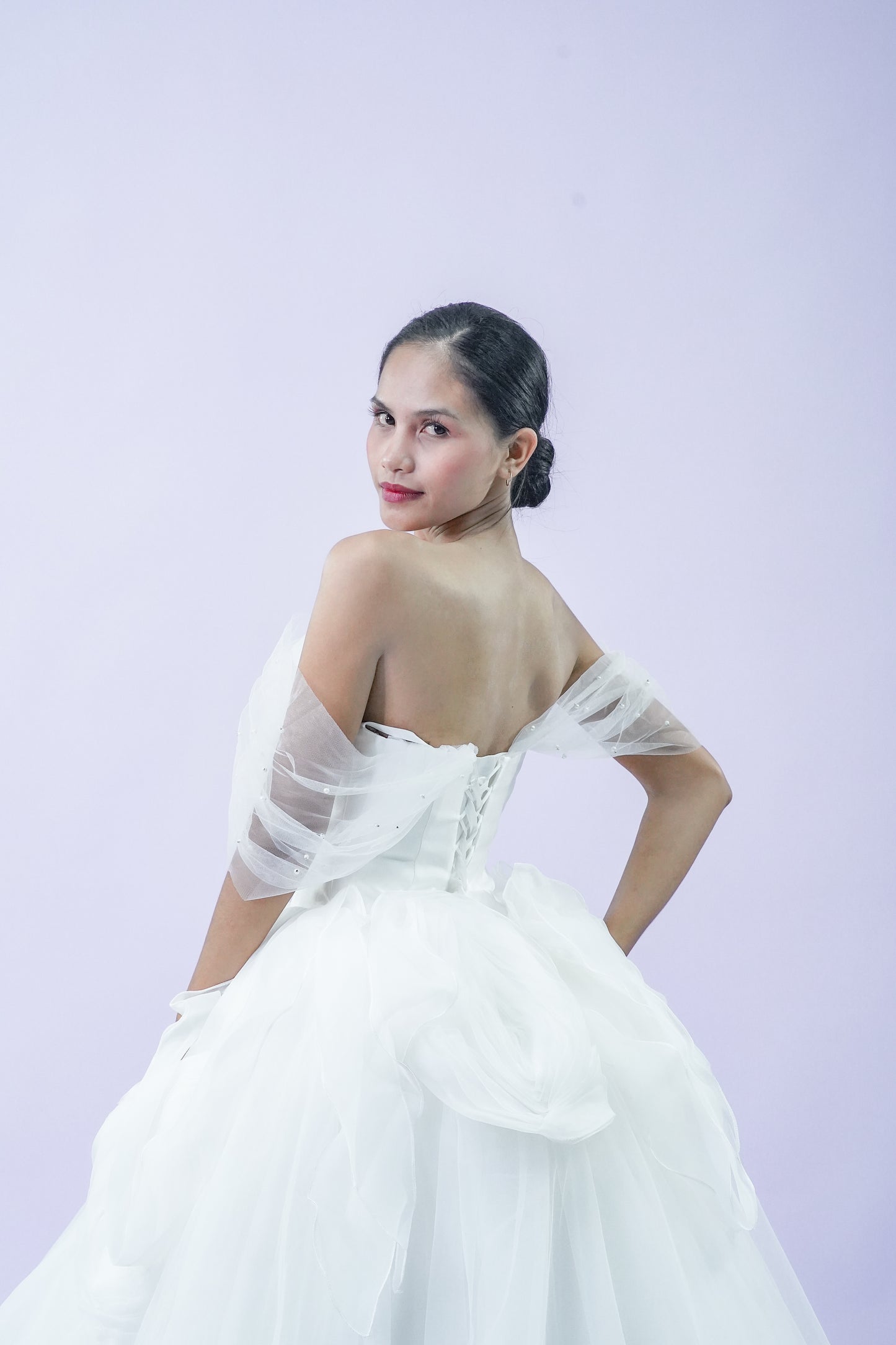 Off-Shoulder Fairy Tule Wedding Bridal Gown