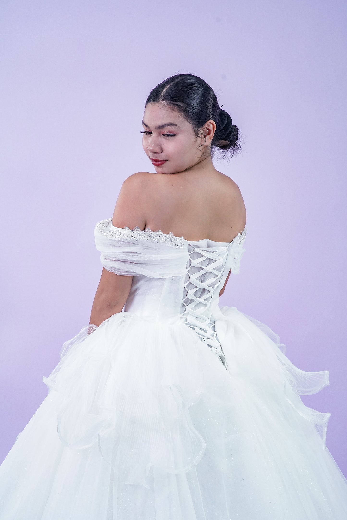 Off-Shoulder Tule Elegant Wedding Bridal Gown