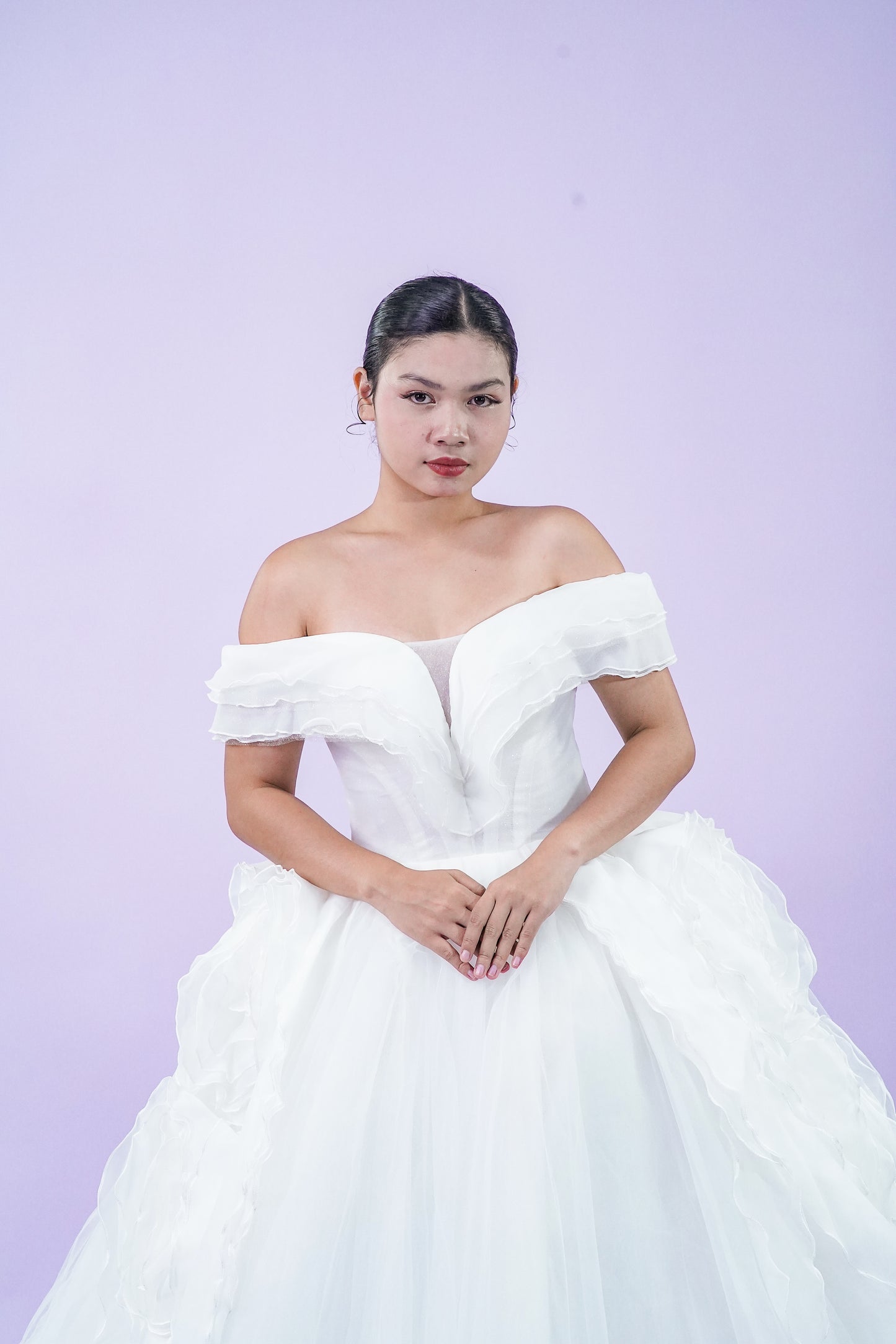 Off-Shoulder Delicate Tule Wedding Bridal Gown