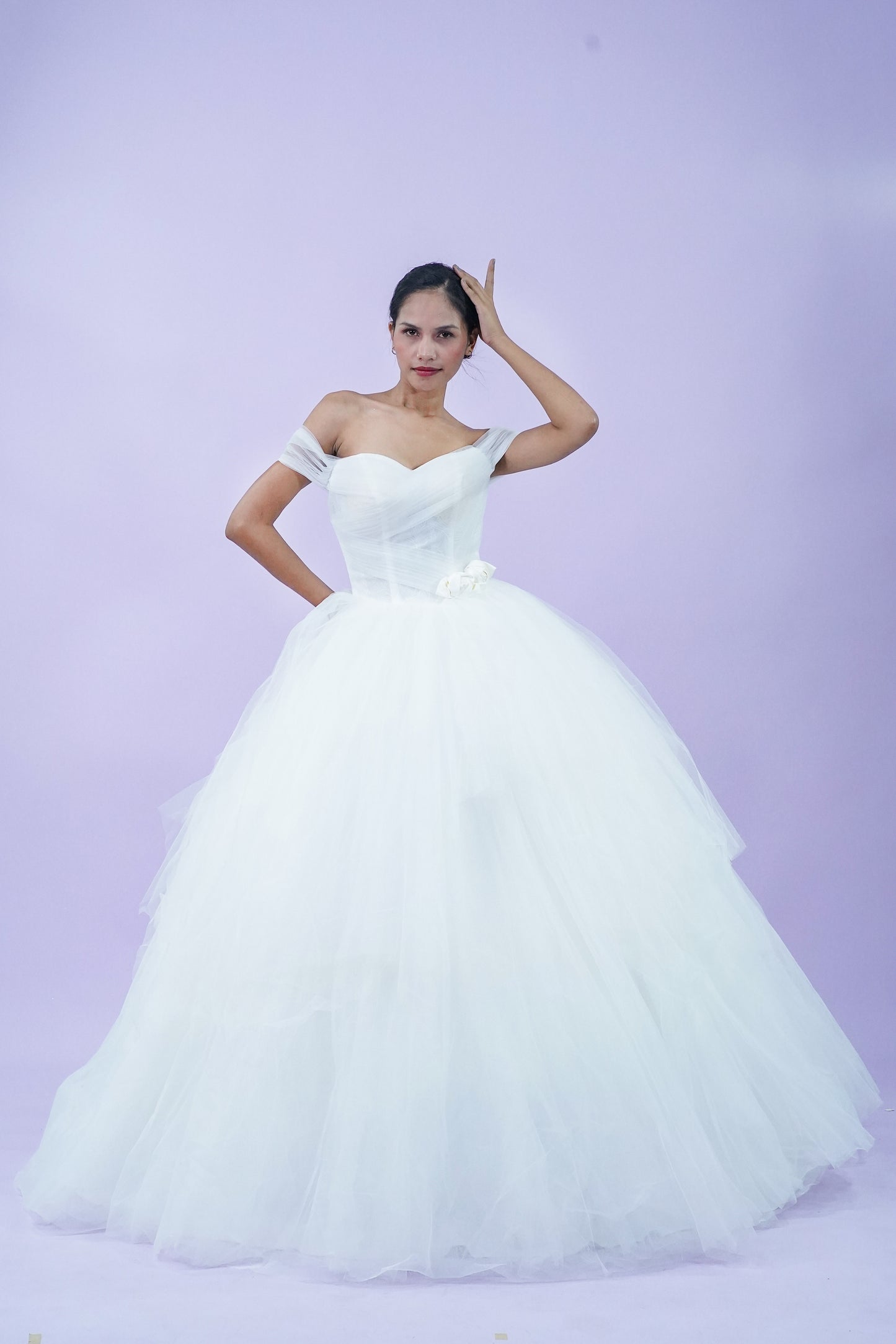 Off-Shoulder Simple Elegant Wedding Bridal Gown