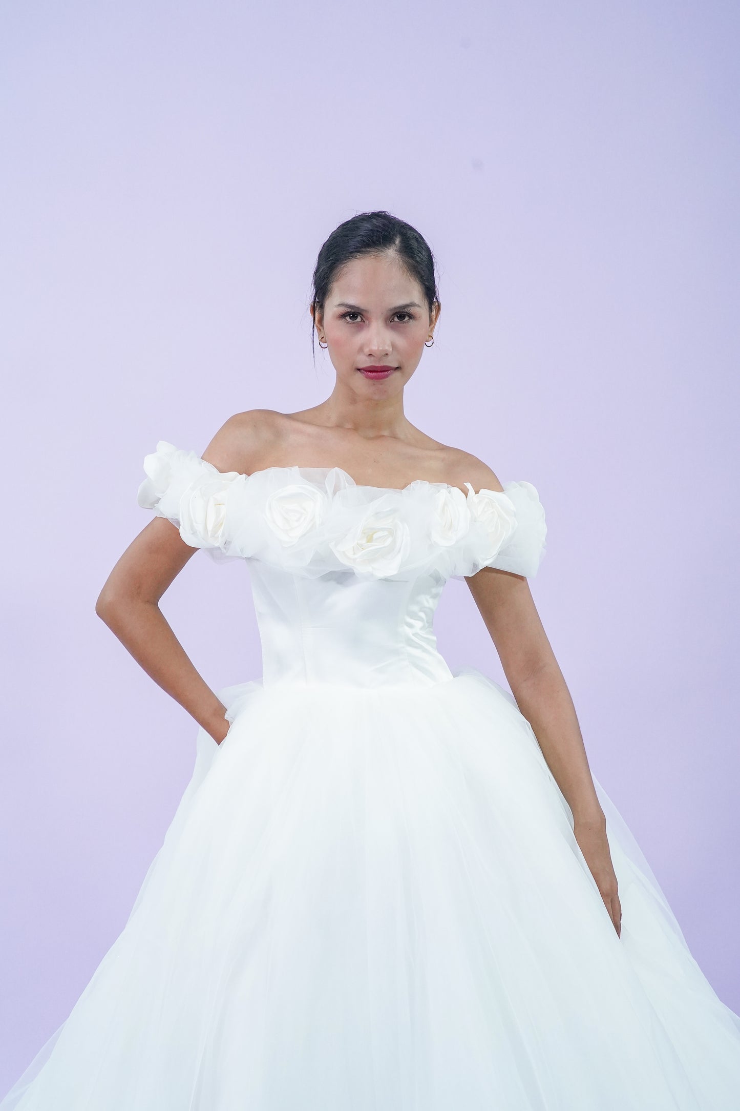 Floral Rose Off-Shoulder Wedding Bridal Gown