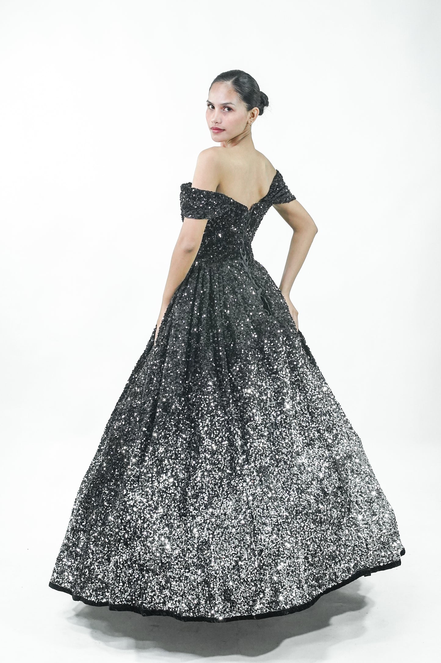 Midnight Starry Night Black Ball Gown