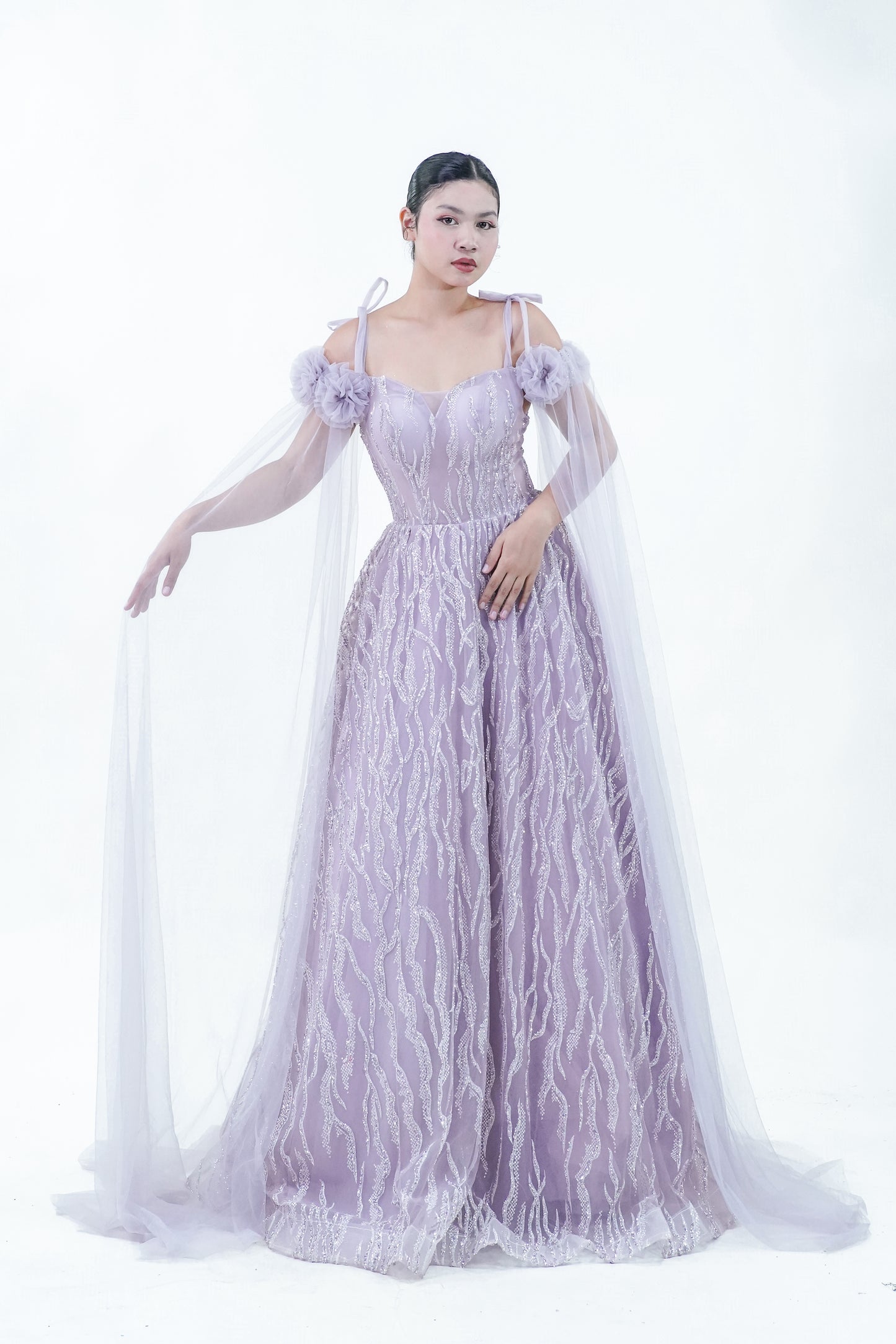 Floral Puple Enchanted Fairy Evening Gown - Noelle West Bridals