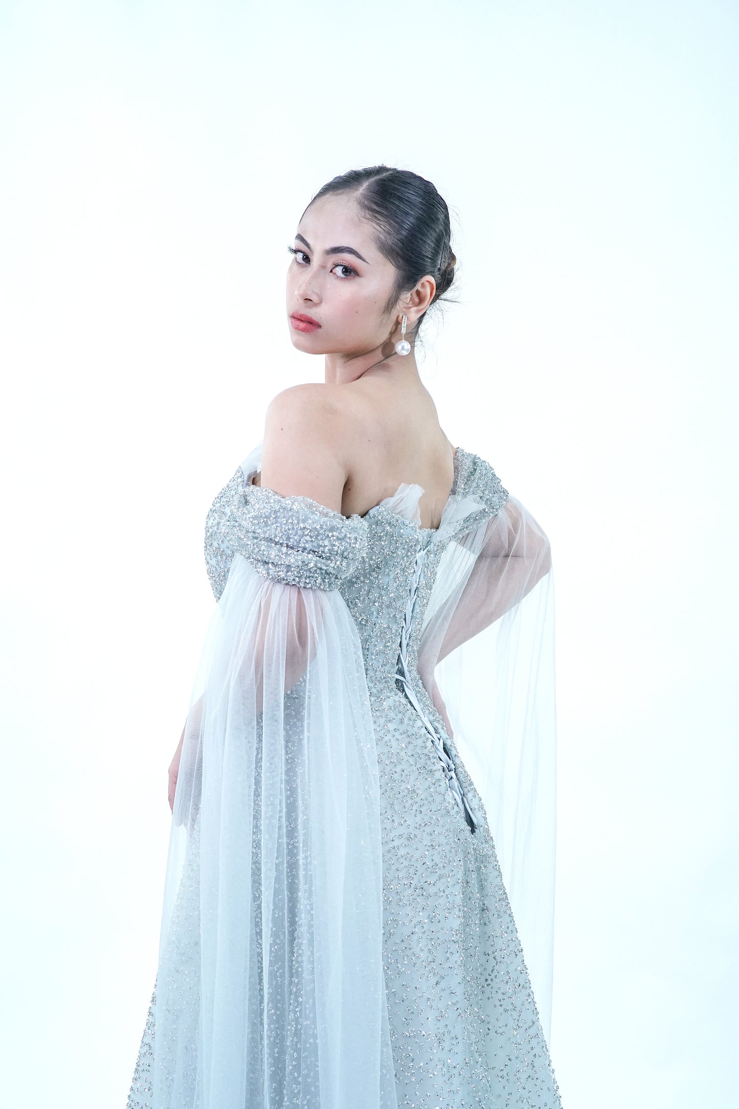 Off-Shoulder Blue Fairy Enchanted Evening Gown - Noelle West Bridals