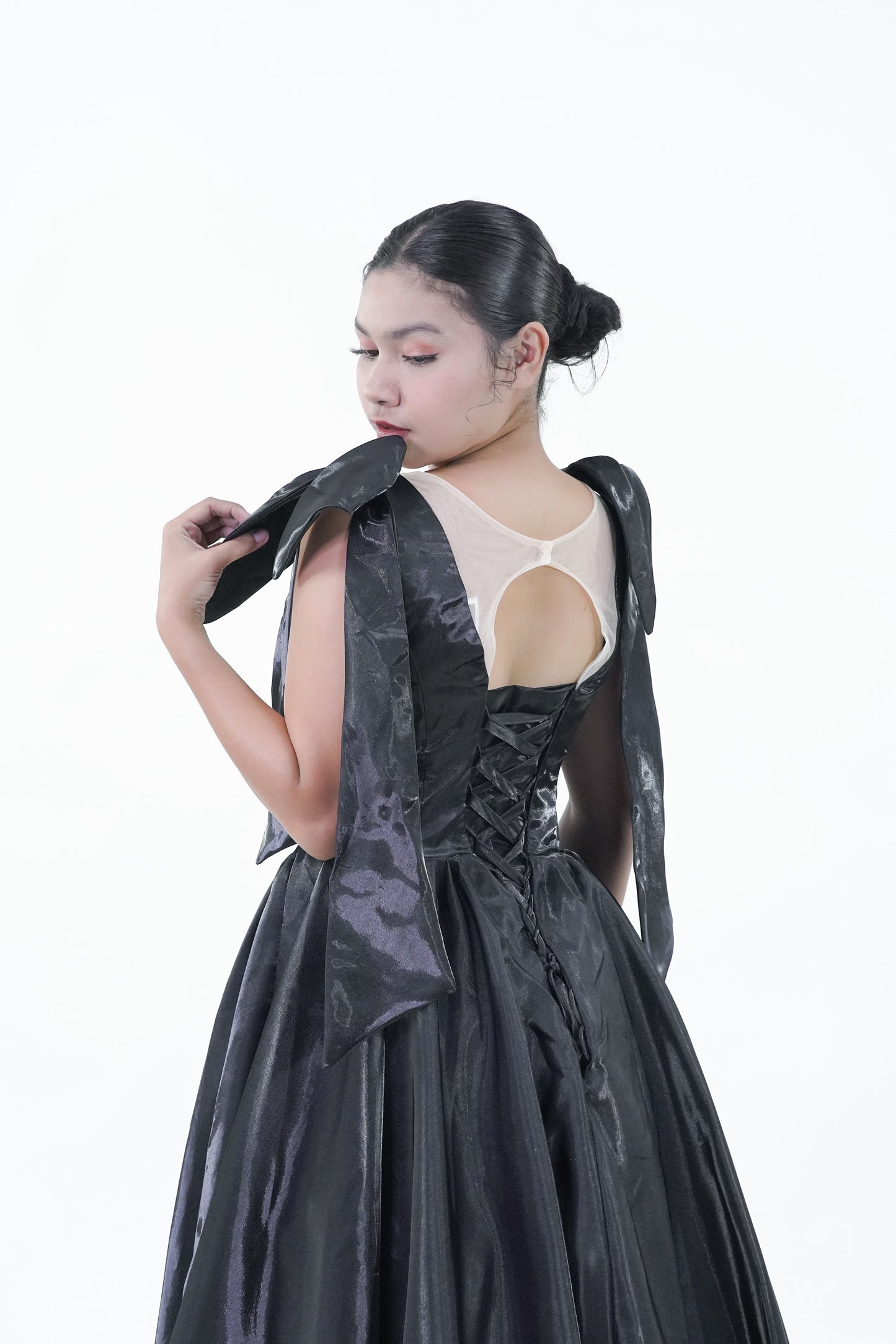 Satin Elegant Black Evening Ball Gown - Noelle West Bridals