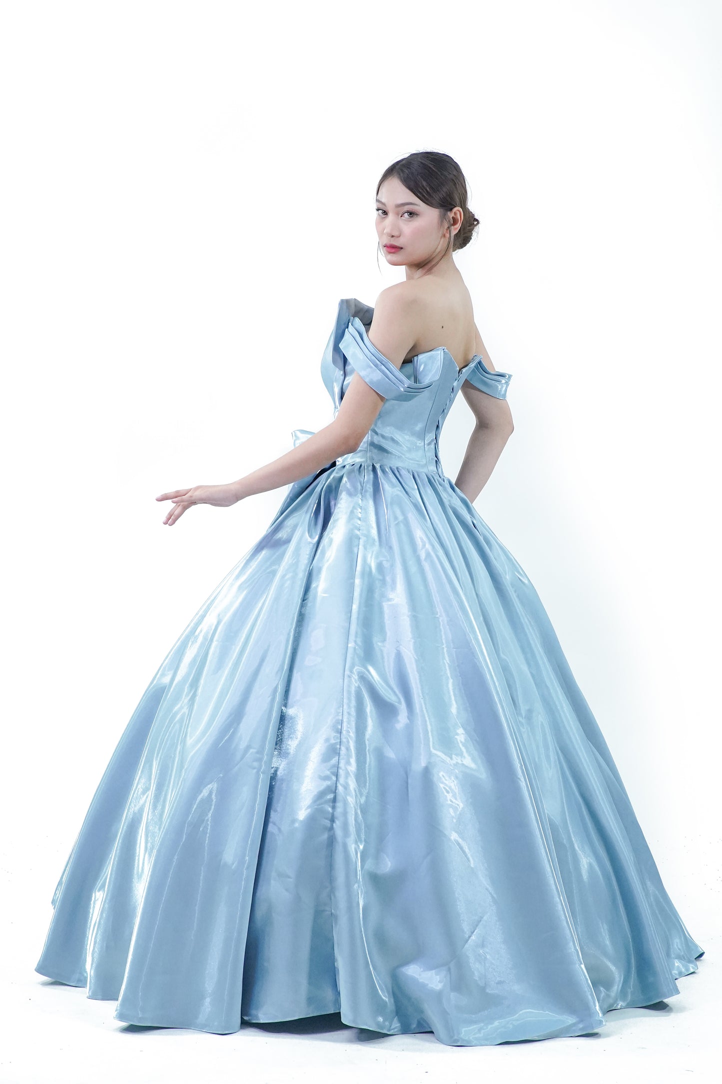 Simple Elegant Blue Satin Ball Gown - Noelle West Bridals