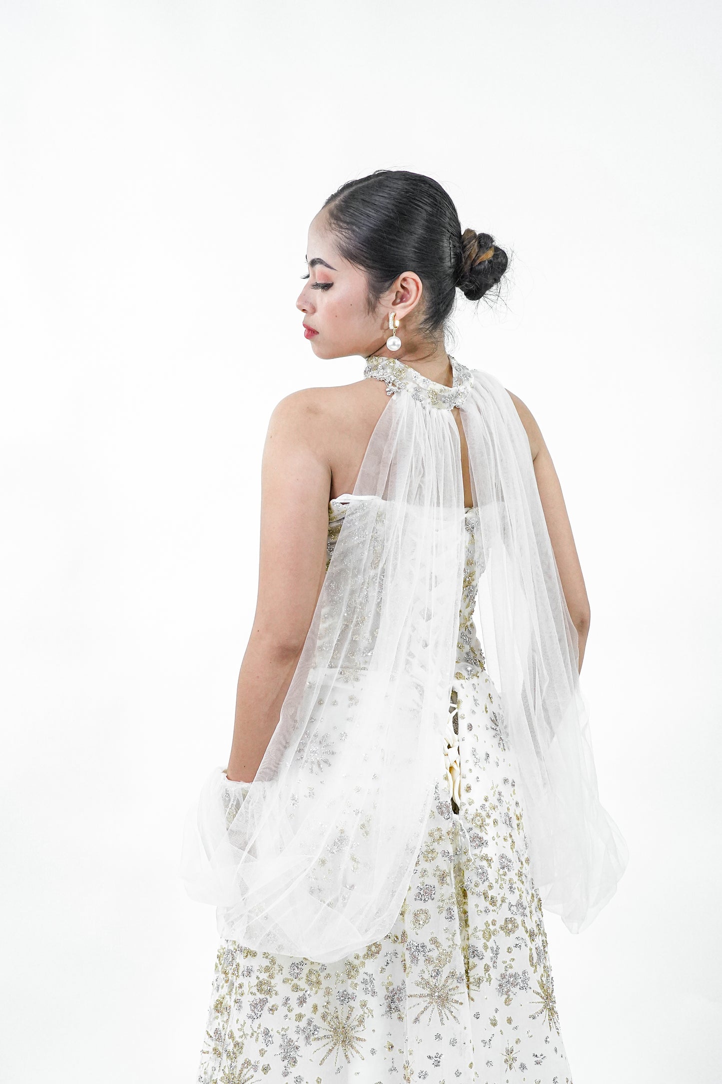 Cuffed Tube Top Bejeweled Yellow Gold Evening Gown - Noelle West Bridals