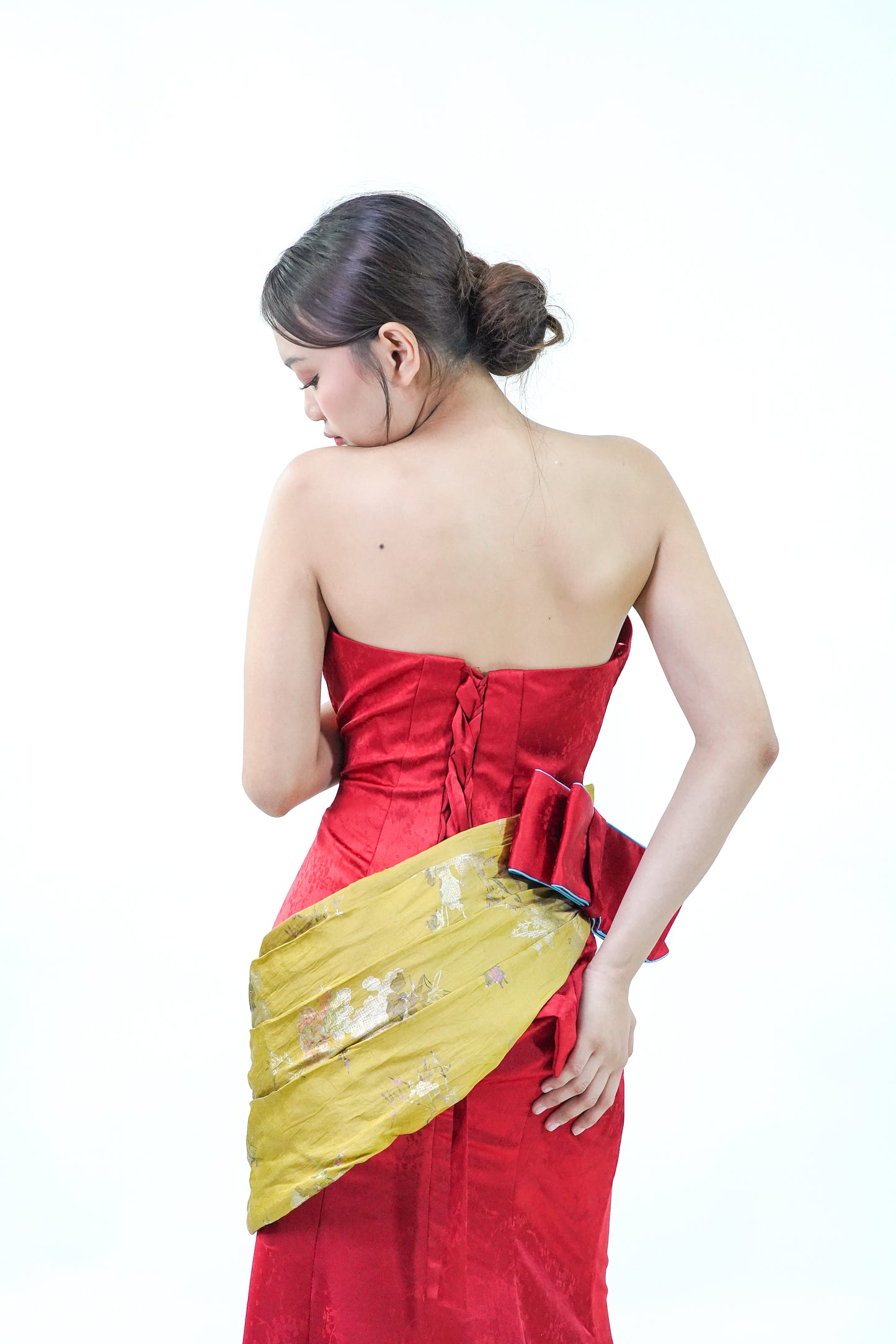 Chinese Inspired Tube Top Evening Gown - Noelle West Bridals