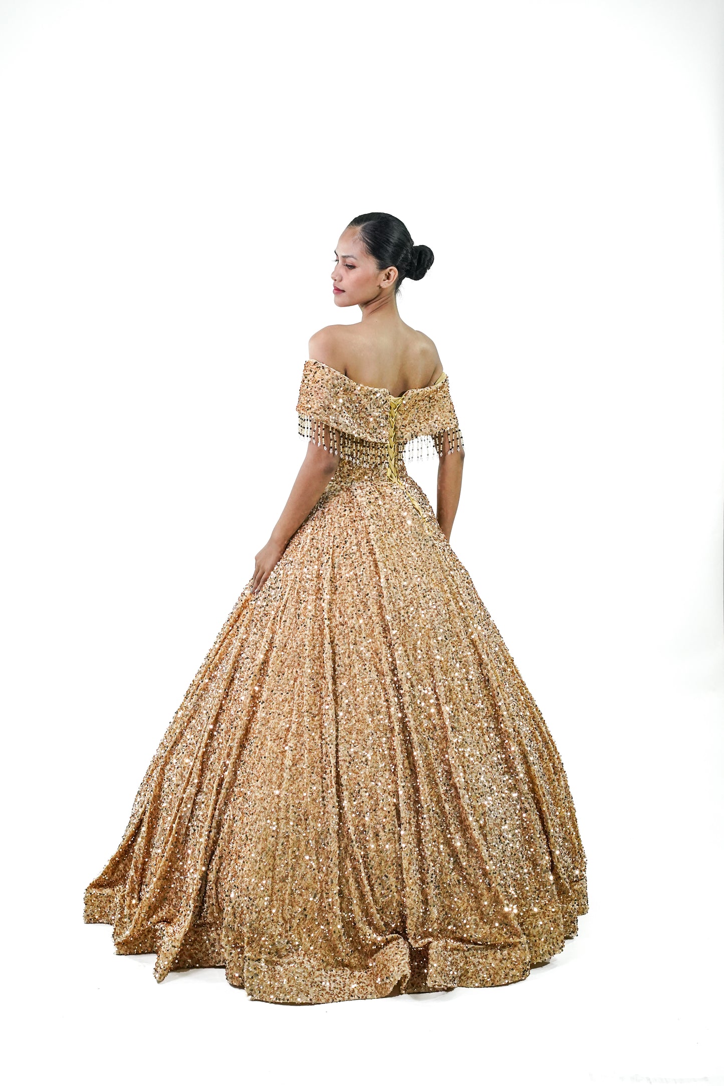Yellow Sequined Ball Gown - Noelle West Bridals