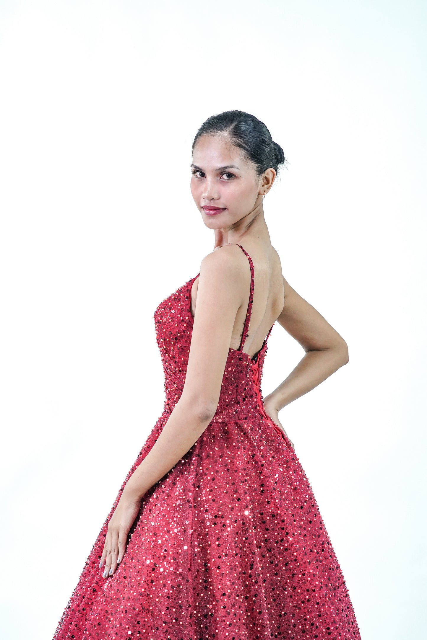 Red Sleeveless Evening Gown - Noelle West Bridals