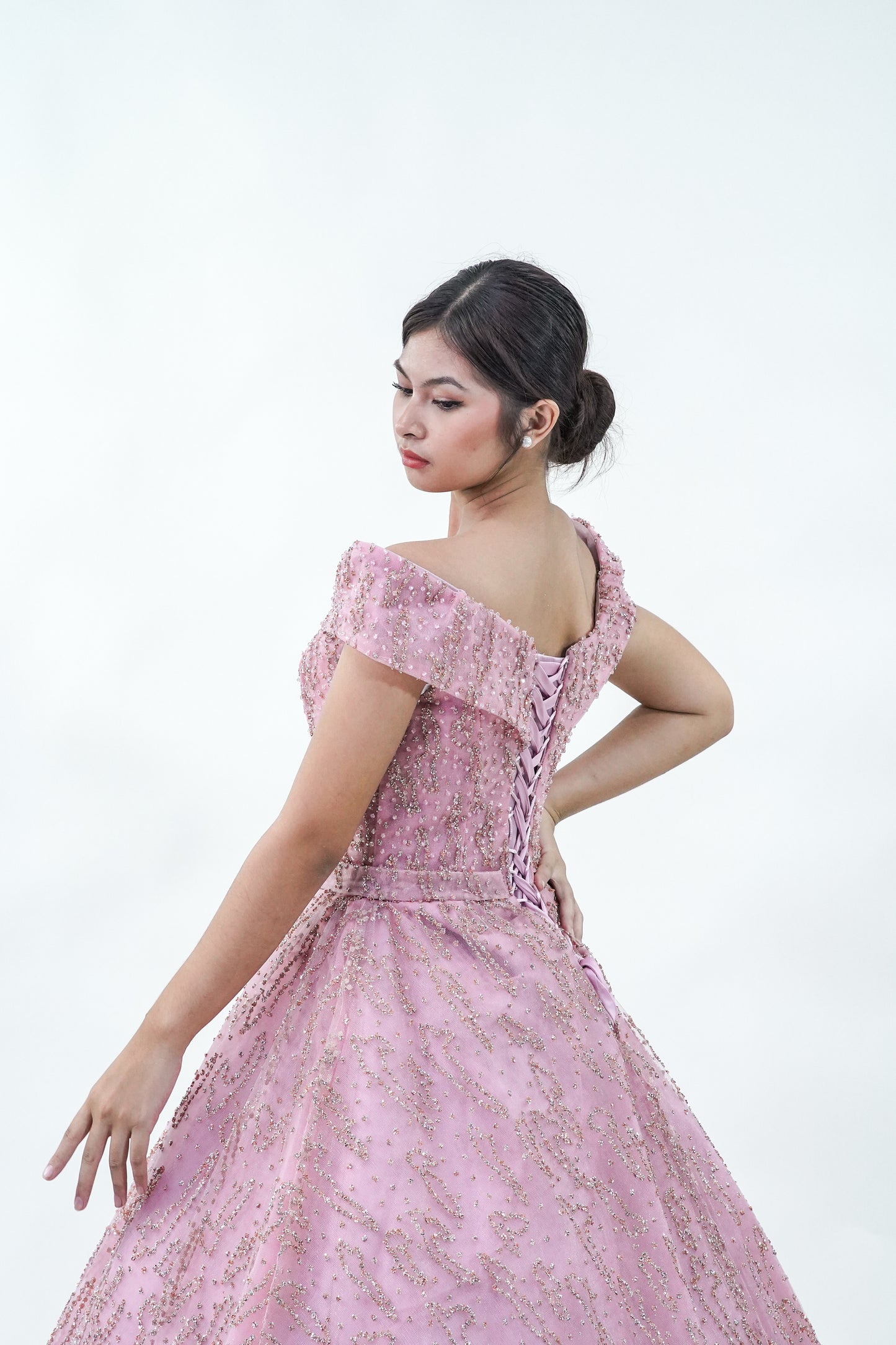 Bejeweled Pink Ball Gown - Noelle West Bridals