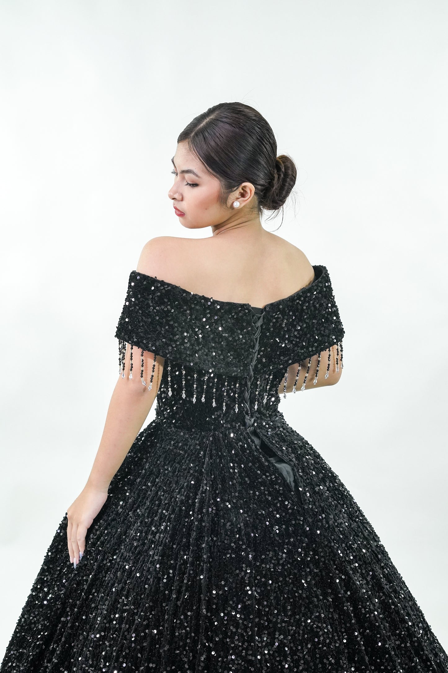Midnight Black Sequined Ball Gown - Noelle West Bridals