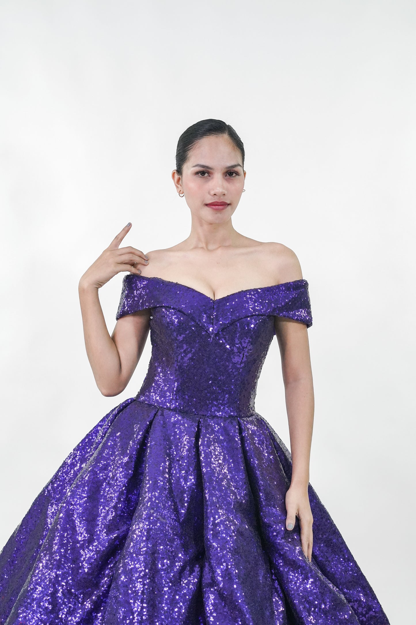 Ombre Off-Shoulder Purple Ball Gown - Noelle West Bridals
