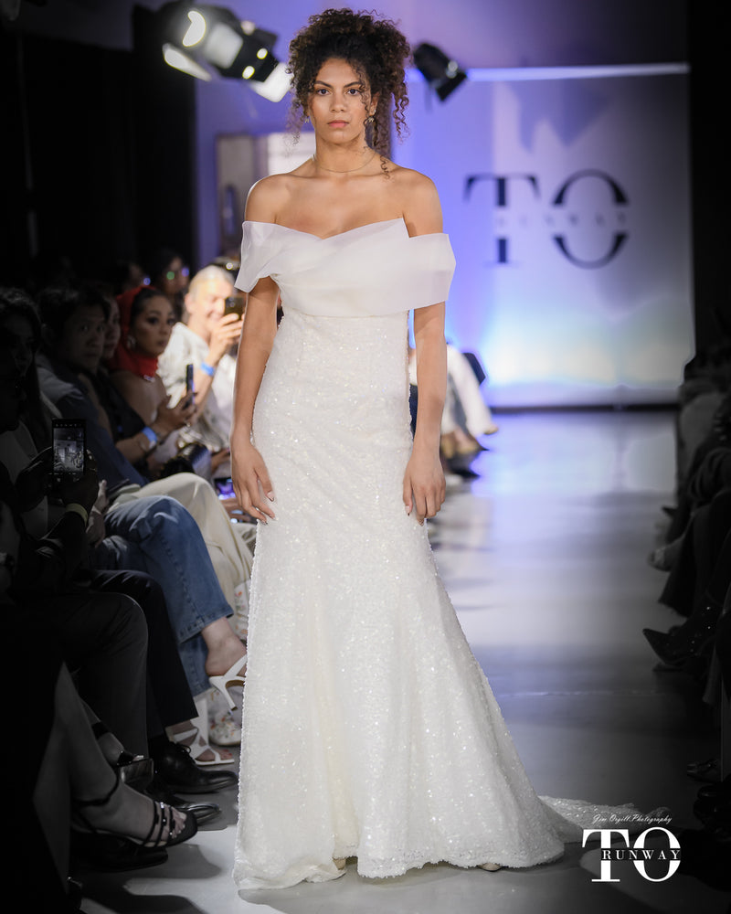 Off-Shoulder Mermaid Fishtail Long Bridal Wedding Gown - Noelle West Bridals