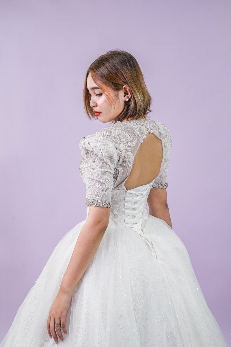 Filipiniana Short Sleeve Royal Wedding Gown - Noelle West Bridals