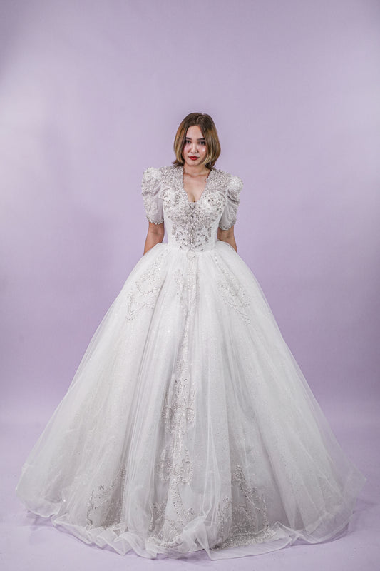 Filipiniana Short Sleeve Royal Wedding Gown