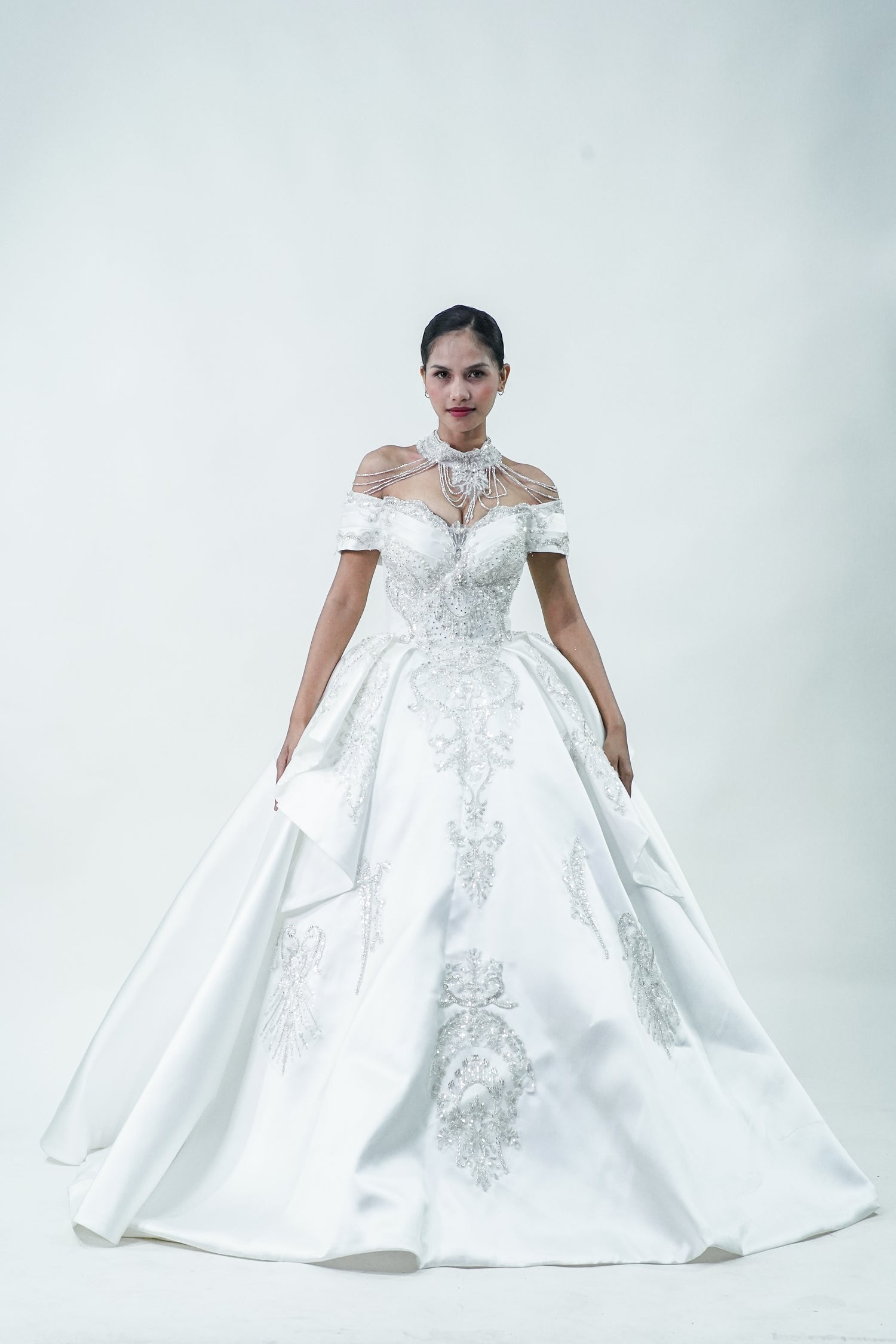 Regal Off Shoulder Wedding Gown - Noelle West Bridals