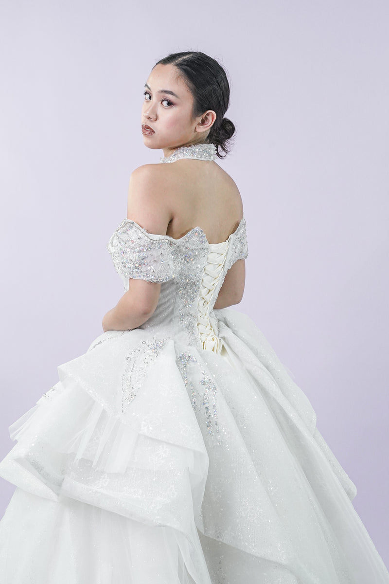 Off-Shoulder Regal Long Back Bridal Wedding Gown - Noelle West Bridals