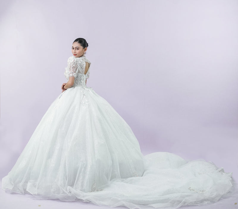 Filipiniana Short Sleeve Intricate Bridal Wedding Gown