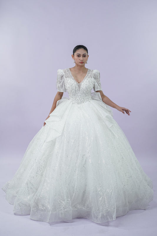 Filipiniana Short Sleeve Bridal Wedding Gown
