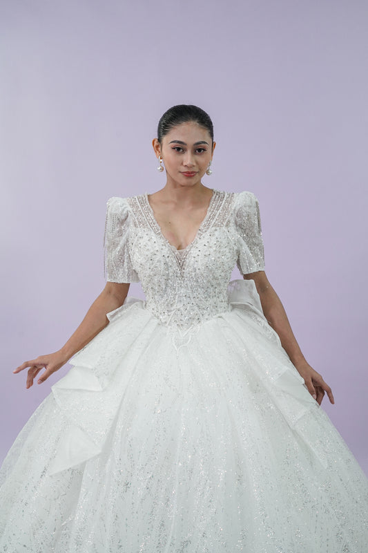 Filipiniana Short Sleeve Bridal Wedding Gown