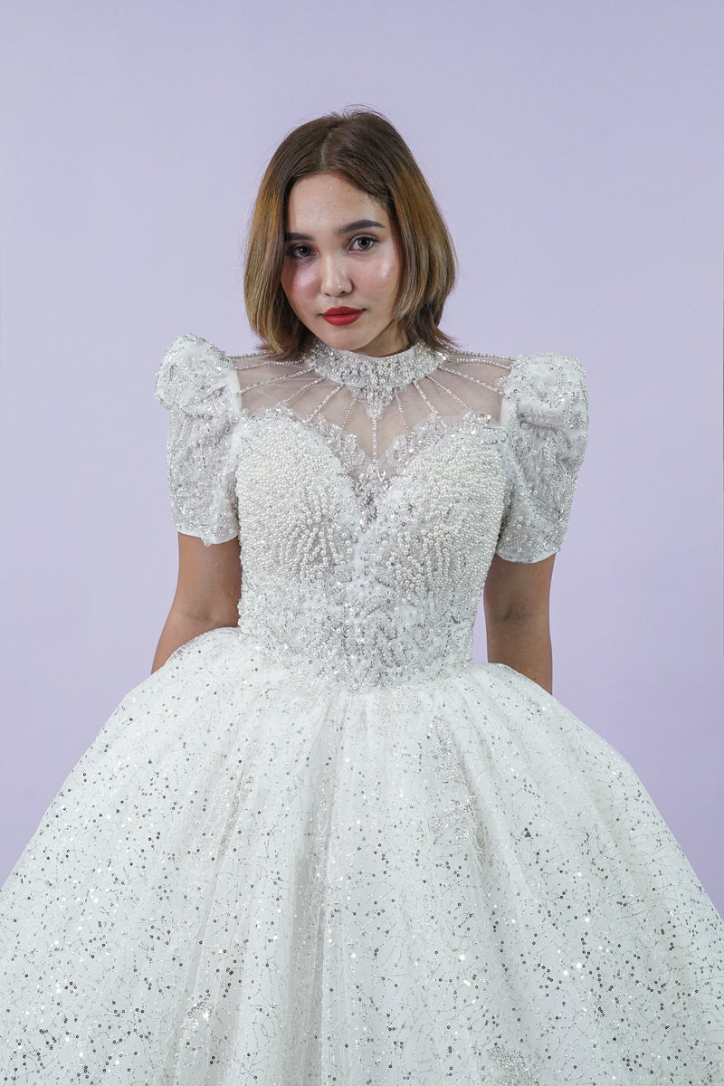 Short Sleeve Filipiniana Bridal Gown - Noelle West Bridals