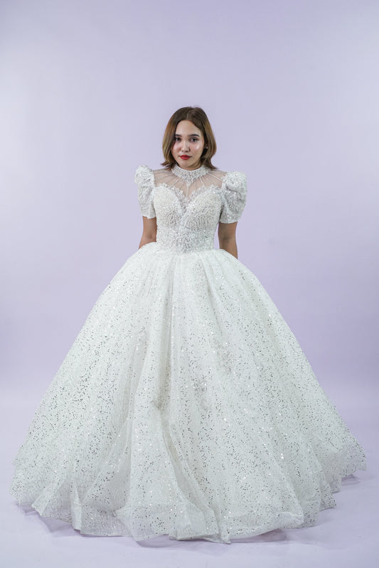 Short Sleeve Filipiniana Bridal Gown