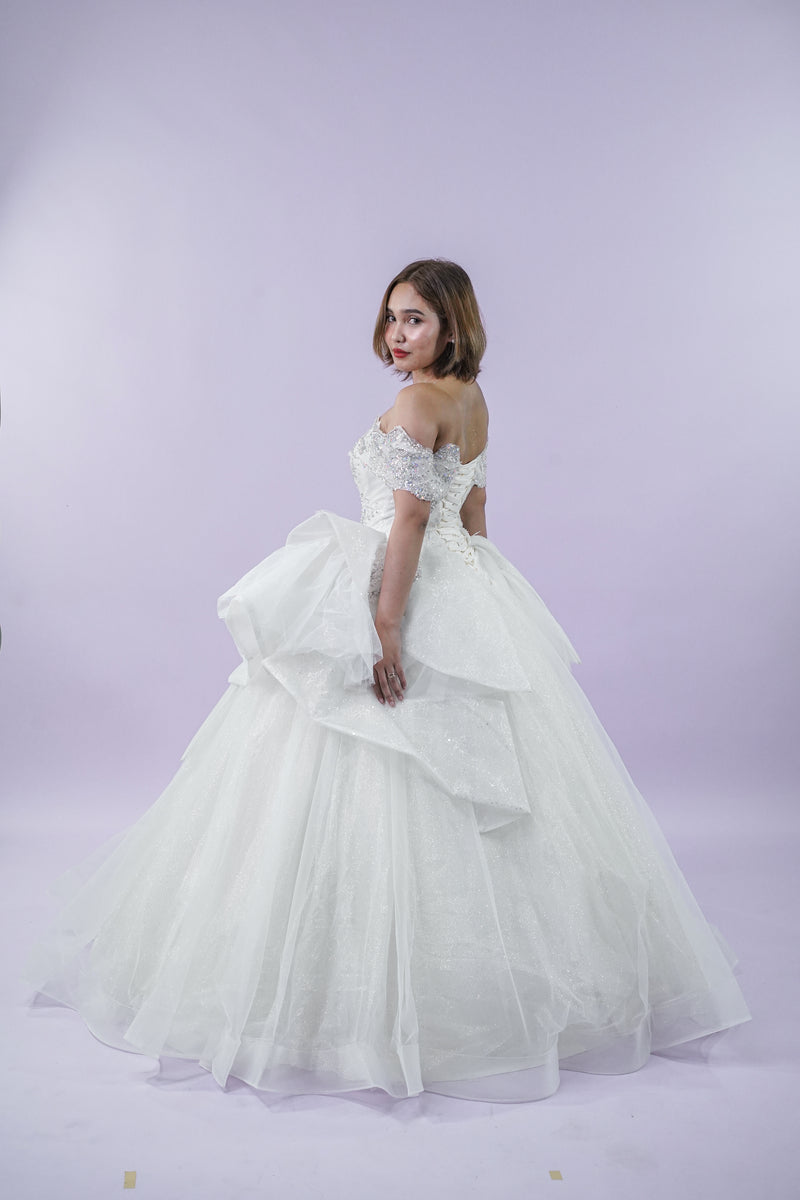 Off-Shoulder Regal Bridal Wedding Gown - Noelle West Bridals