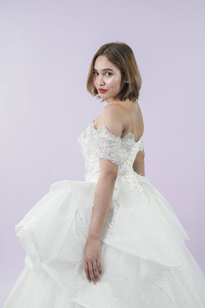 Off-Shoulder Regal Bridal Wedding Gown - Noelle West Bridals