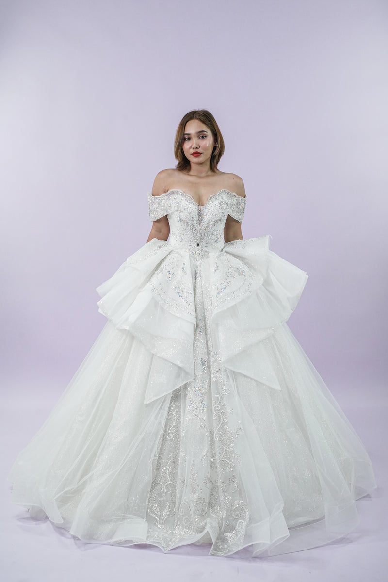 Off-Shoulder Regal Bridal Wedding Gown - Noelle West Bridals